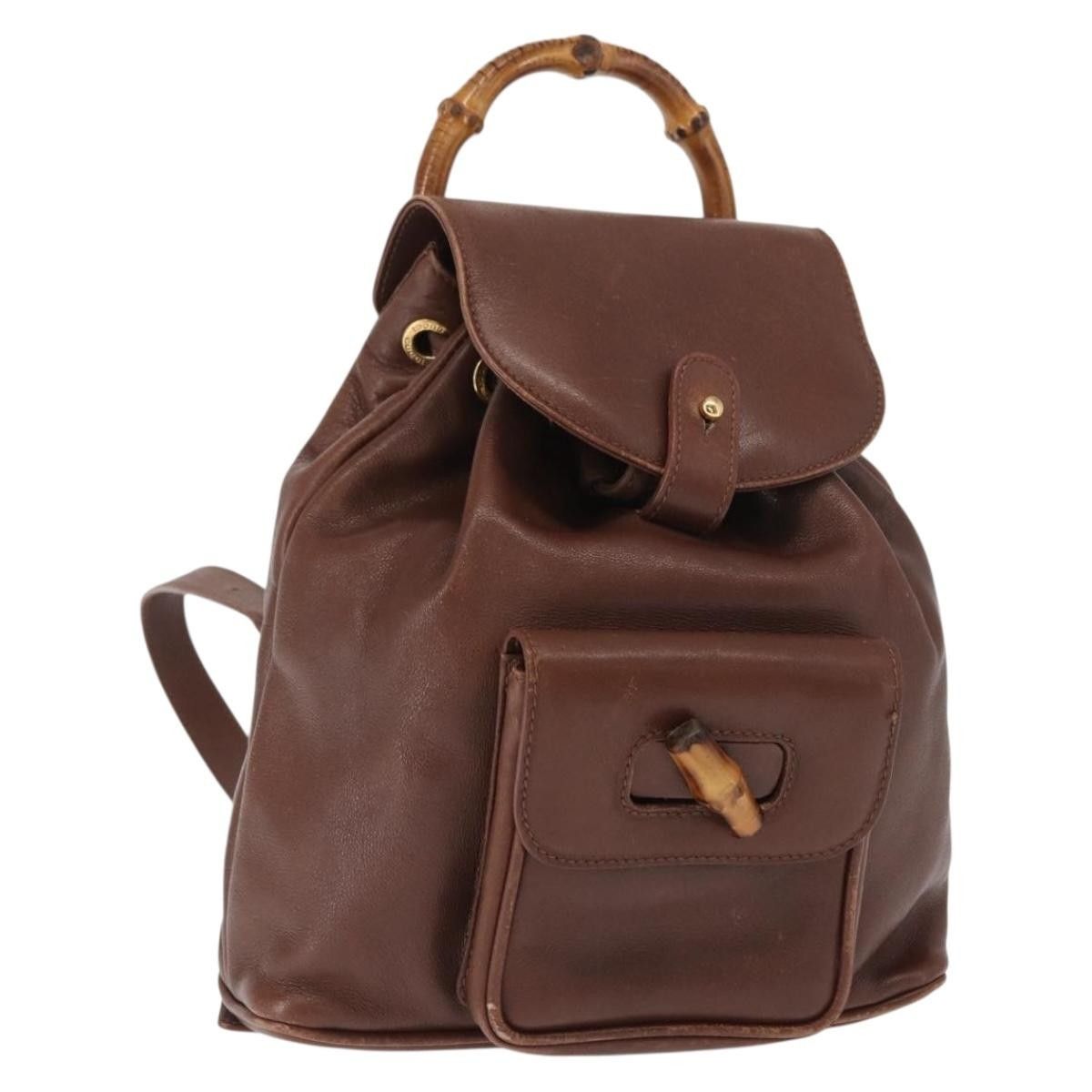 Gucci Gucci Vintage Bamboo Backpack Leather Size ONE SIZE - 17 Thumbnail