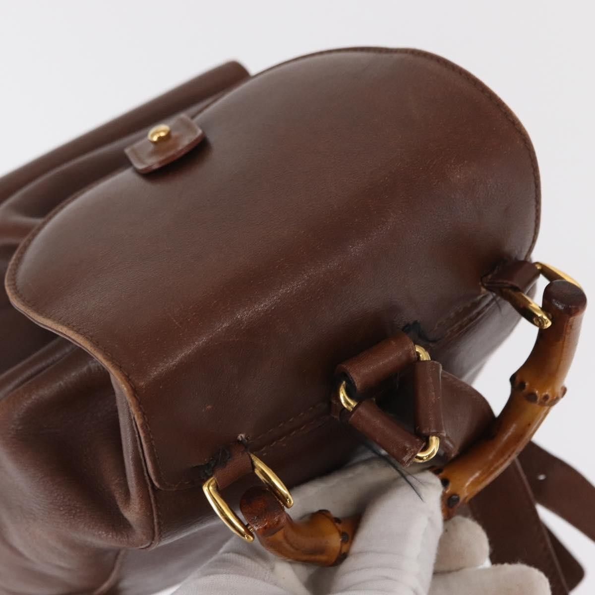 Gucci Gucci Vintage Bamboo Backpack Leather Size ONE SIZE - 13 Thumbnail