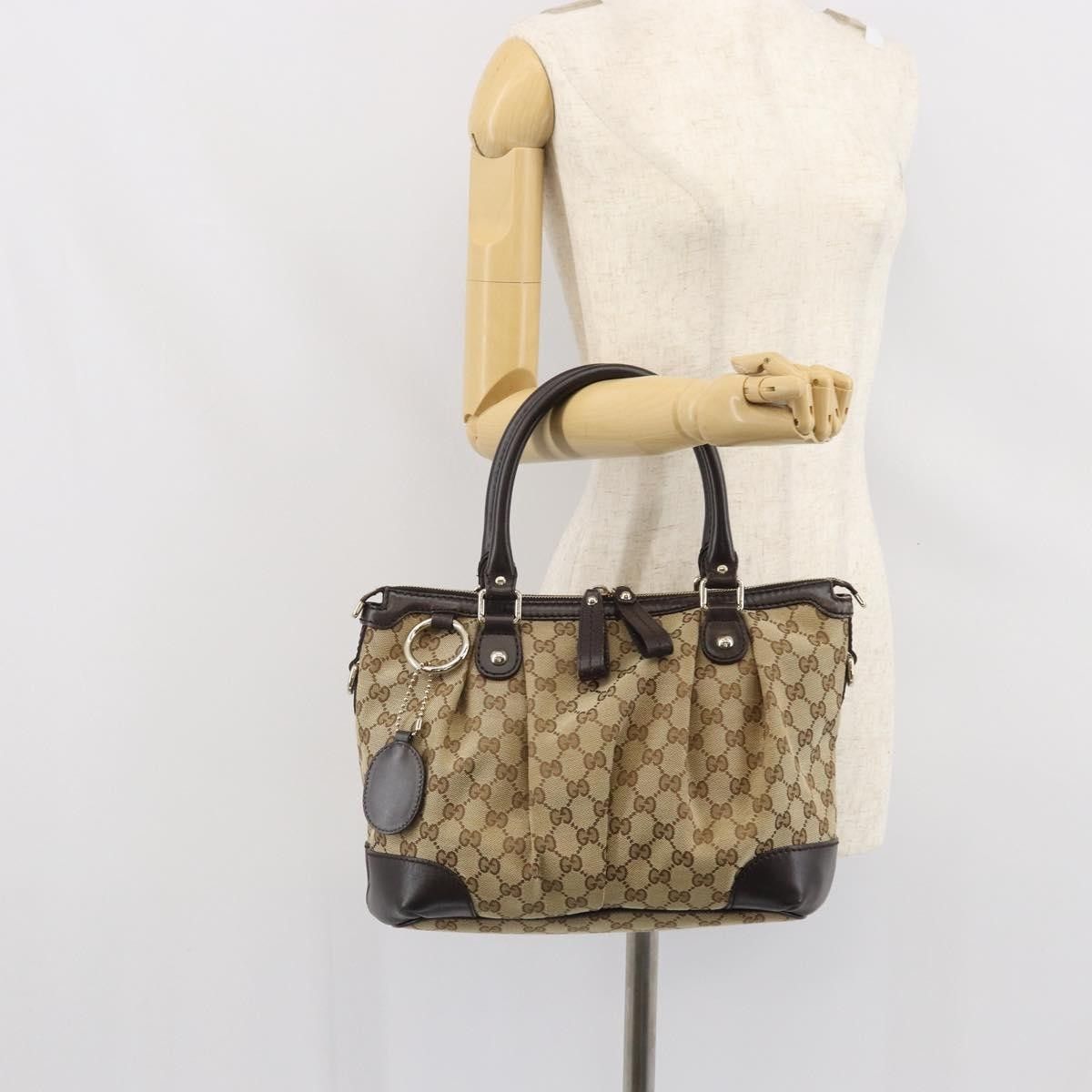 Gucci Gucci Sukey Top Handle Satchel GG Canvas with Leather Size ONE SIZE - 15 Thumbnail