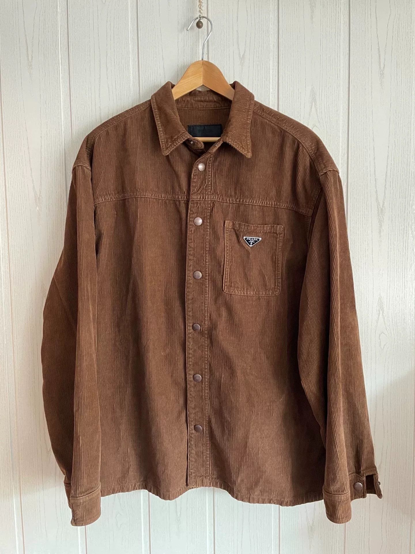 Prada Prada Brown Corduroy Shirt Jacket XL Size US XL / EU 56 / 4 - 2 Thumbnail