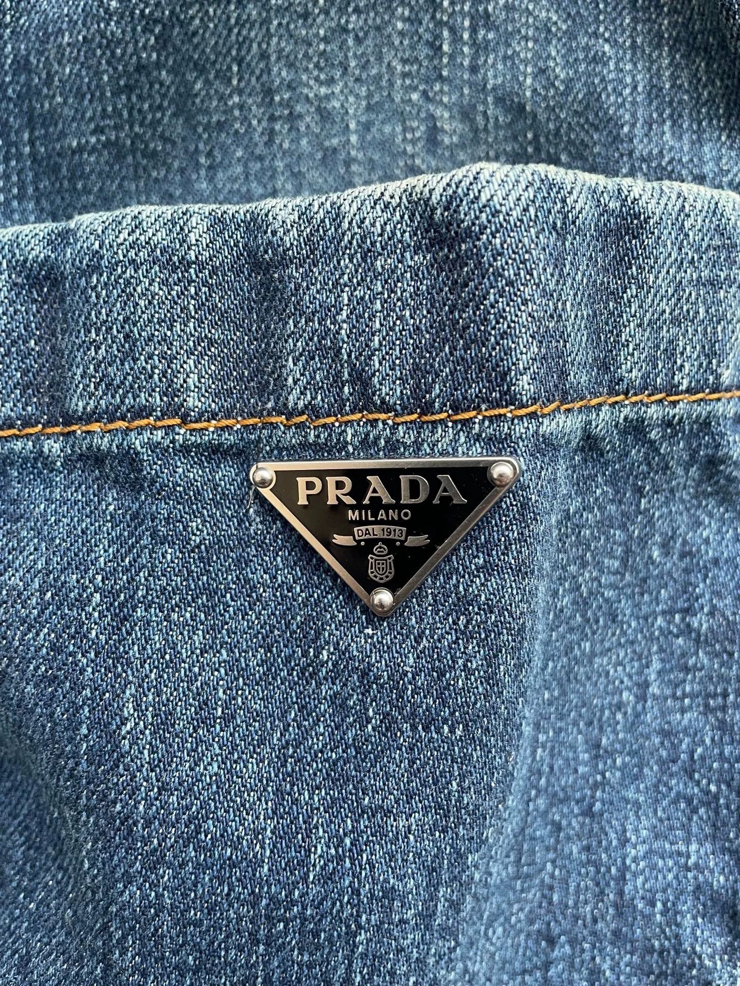 Prada Prada Triangle Logo Denim Jacket Size XL Size US XL / EU 56 / 4 - 4 Thumbnail