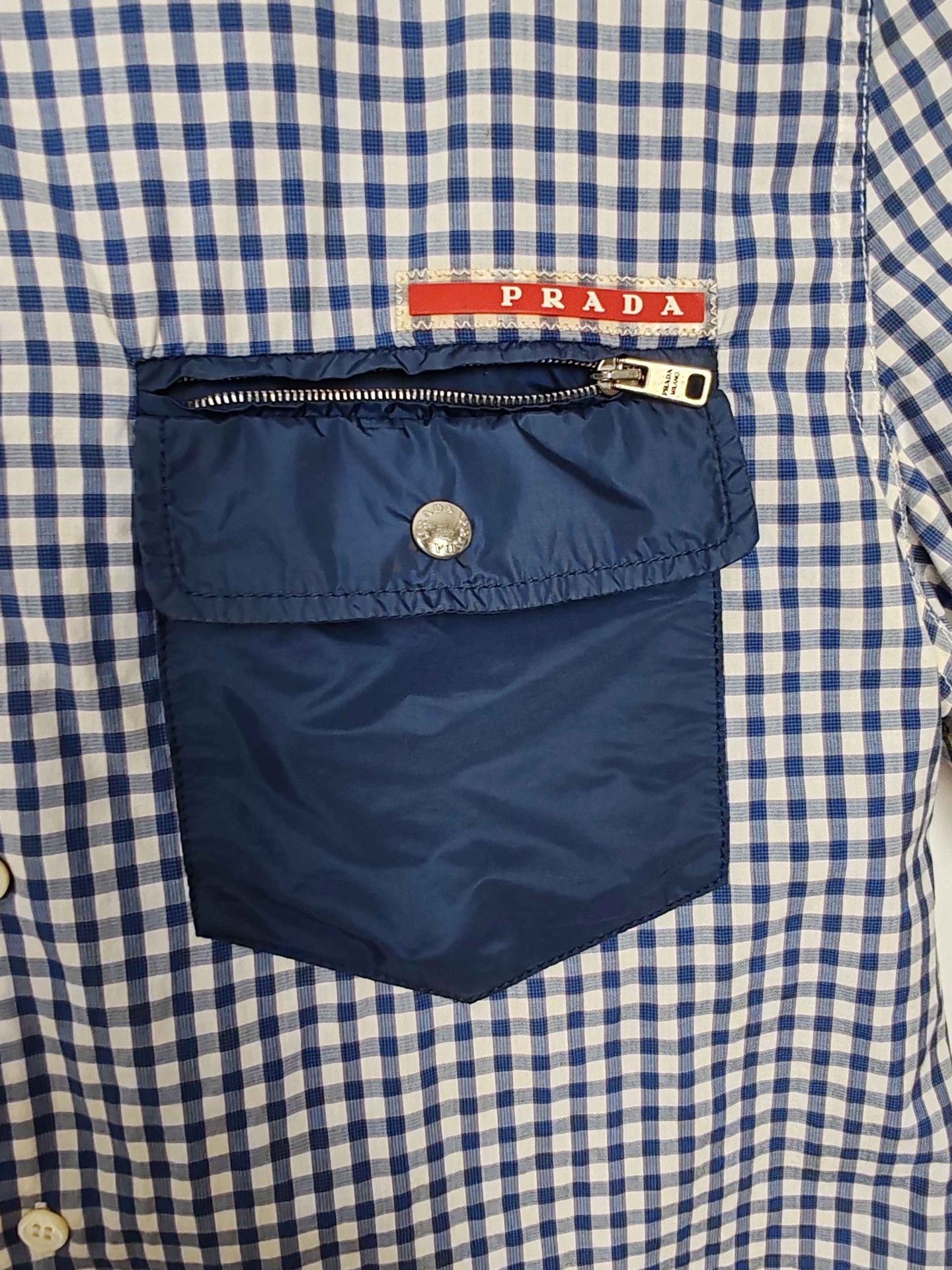 Prada Prada Gingham Nylon Pocket Shirt Size L Size US L / EU 52-54 / 3 - 5 Thumbnail