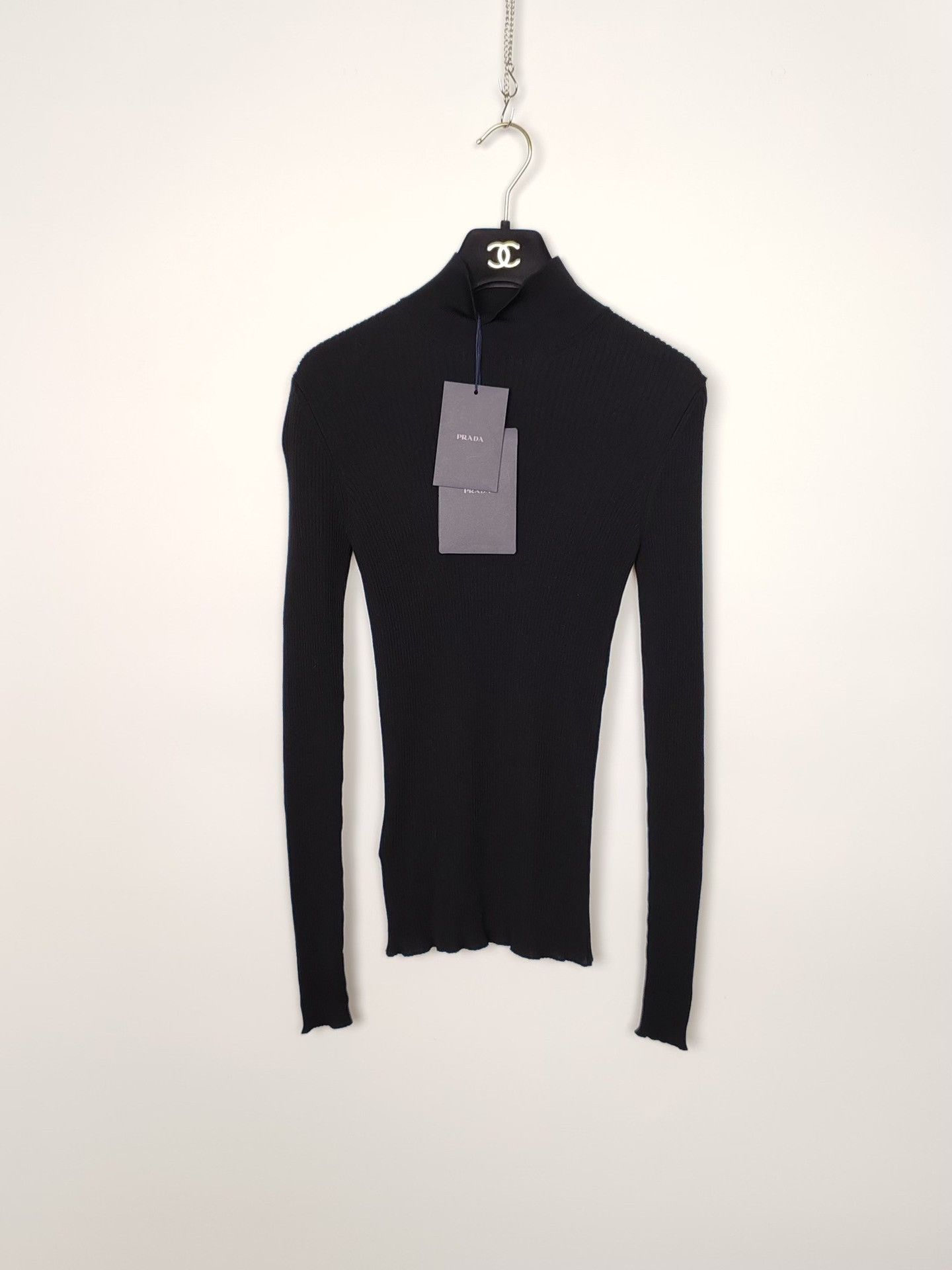 Prada Prada Ribbed High Neck Sweater Black Size 36 Size XS / US 0-2 / IT 36-38 - 2 Thumbnail