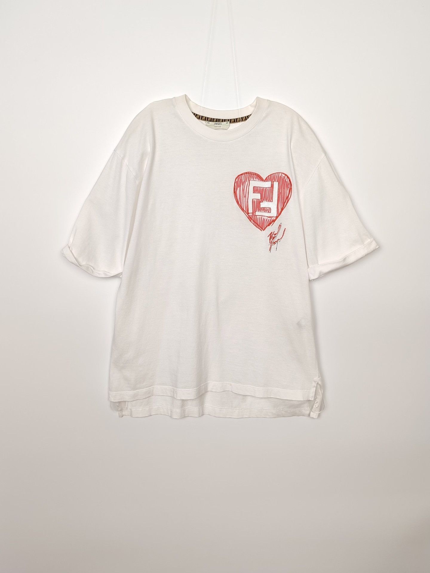 Fendi Fendi Heart Logo Embroidered T-Shirt Size S Size S / US 4 / IT 40 - 2 Thumbnail