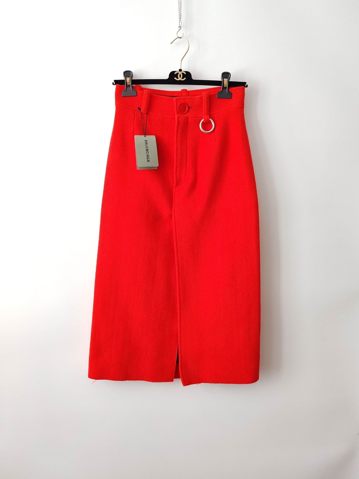 Balenciaga Balenciaga Red Wool Midi Skirt Size 36 Size 25" / US 0 / IT 36 - 2 Thumbnail