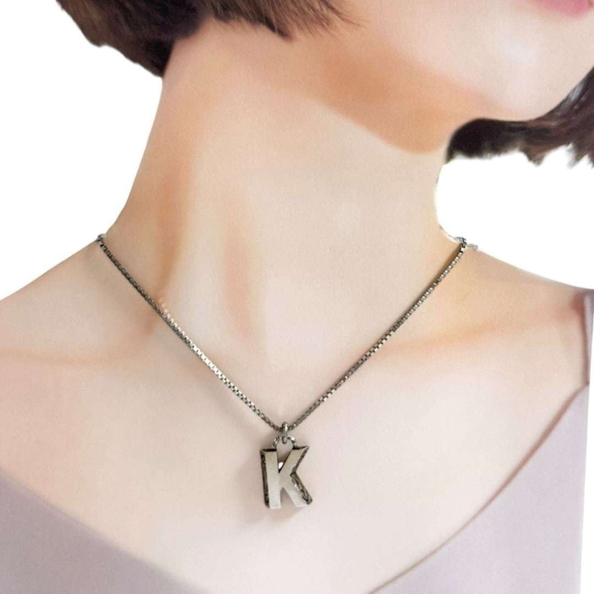 Gucci Gucci Unisex Alphabet Pendant Necklace, Initial K, Silver Size ONE SIZE - 9 Thumbnail