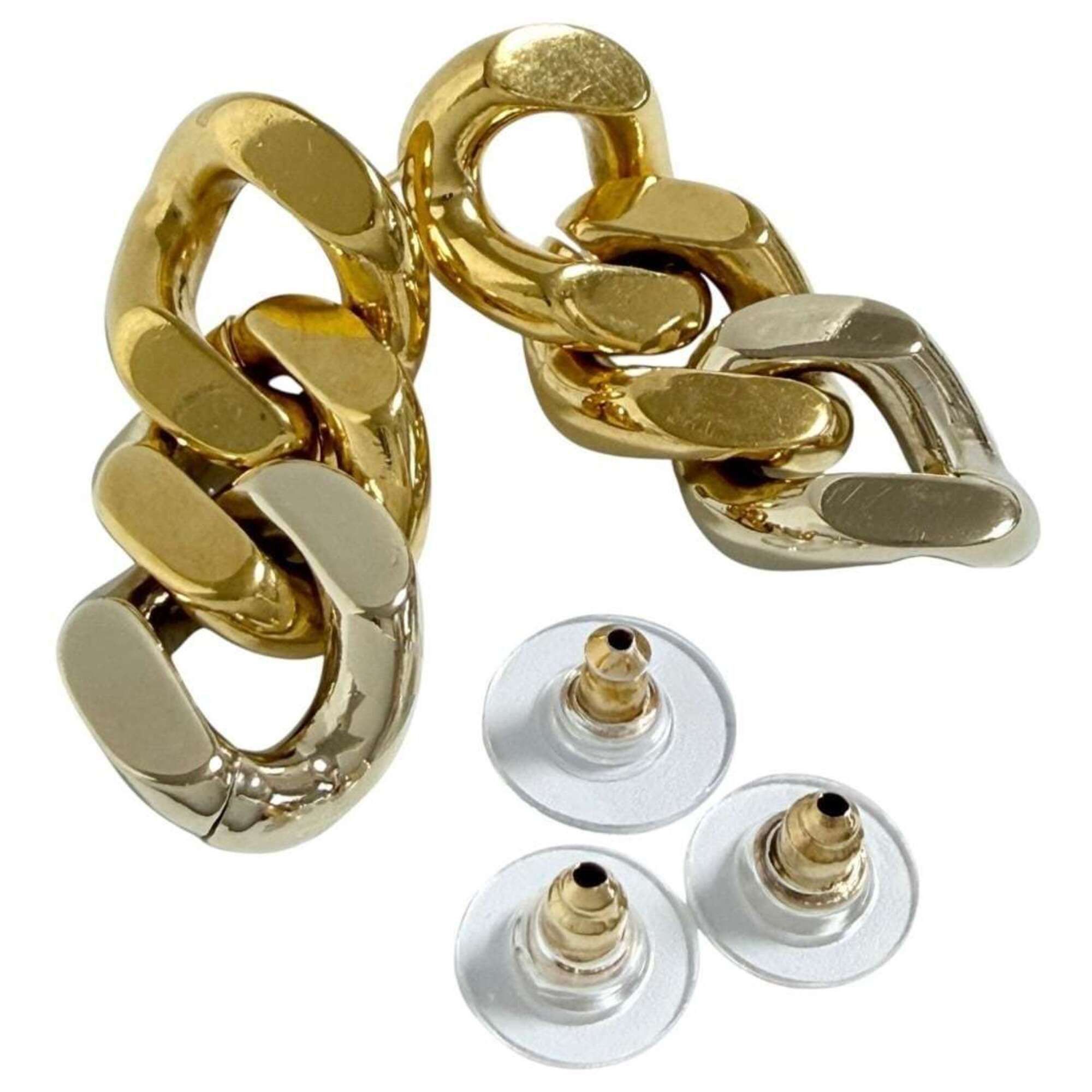 Yves Saint Laurent Yves Saint Laurent Saint Laurent women's chain drop earrings, gold, with aftermarket backings. Size ONE SIZE - 9 Thumbnail