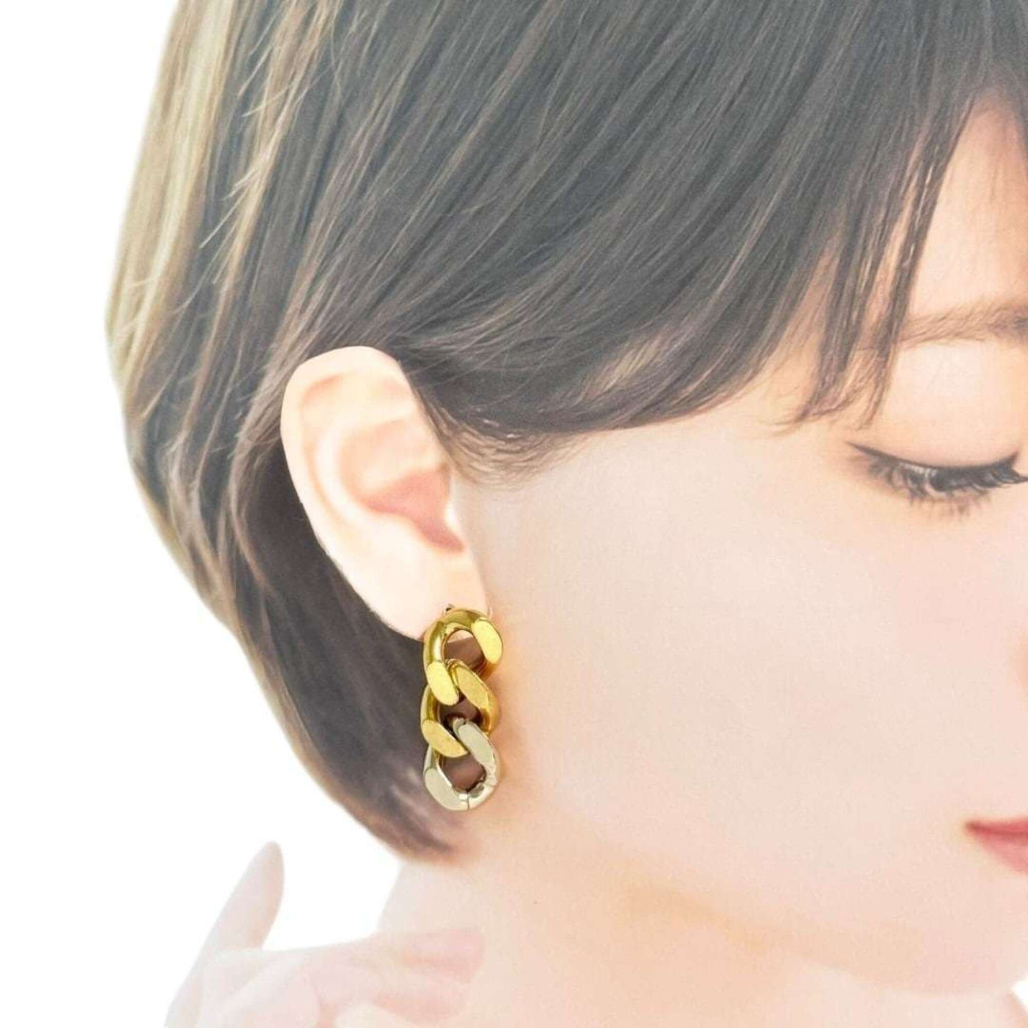 Yves Saint Laurent Yves Saint Laurent Saint Laurent women's chain drop earrings, gold, with aftermarket backings. Size ONE SIZE - 7 Thumbnail