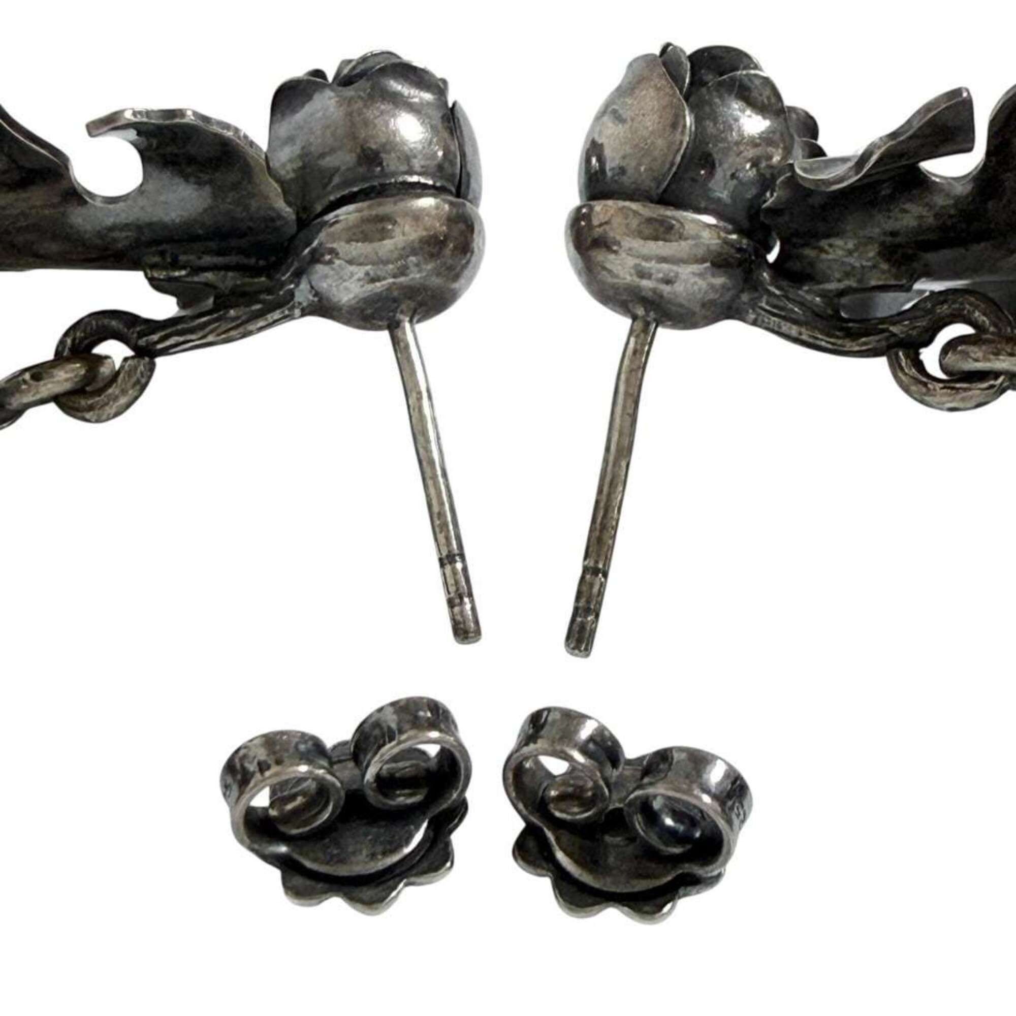 Bottega Veneta Bottega Veneta women's drop earrings, silver, oxidized finish, leaf design. Size ONE SIZE - 7 Thumbnail