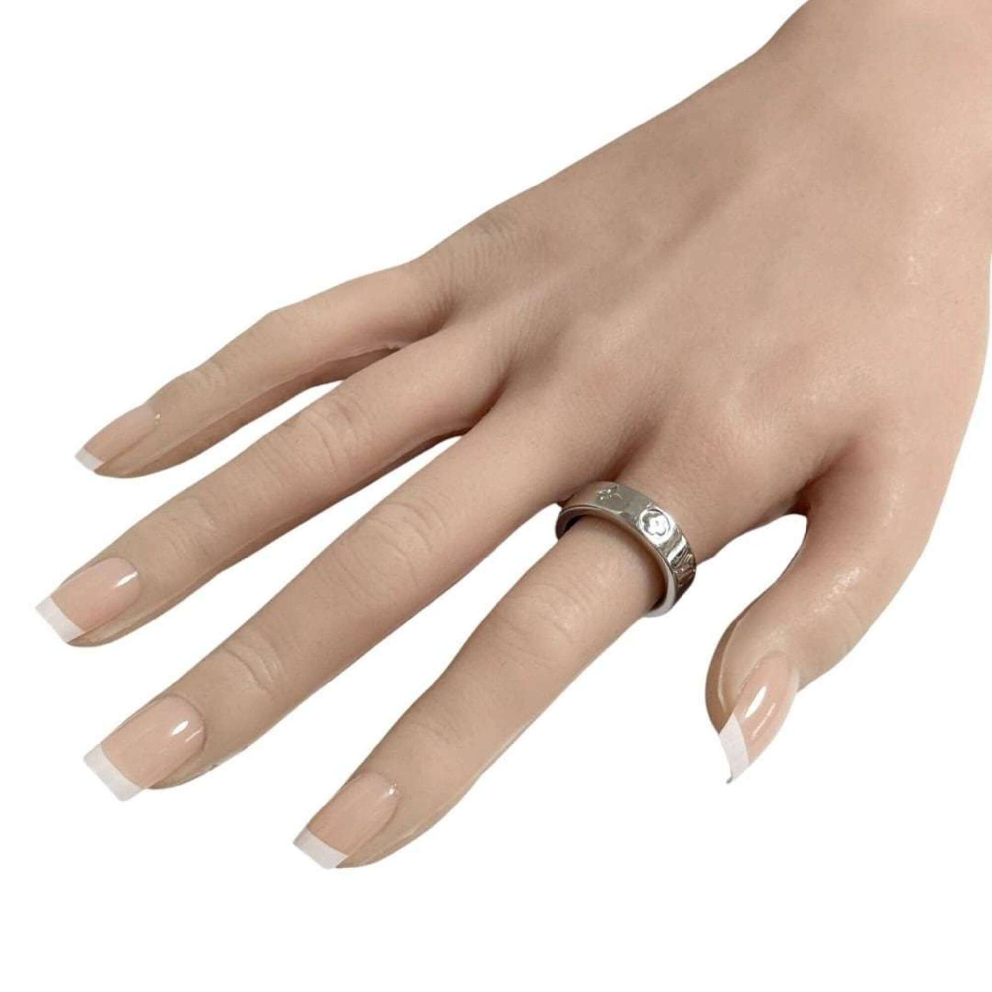 Louis Vuitton Louis Vuitton Men's Mosaic Thin Ring, Size 17 (S), Silver Size ONE SIZE - 10 Thumbnail