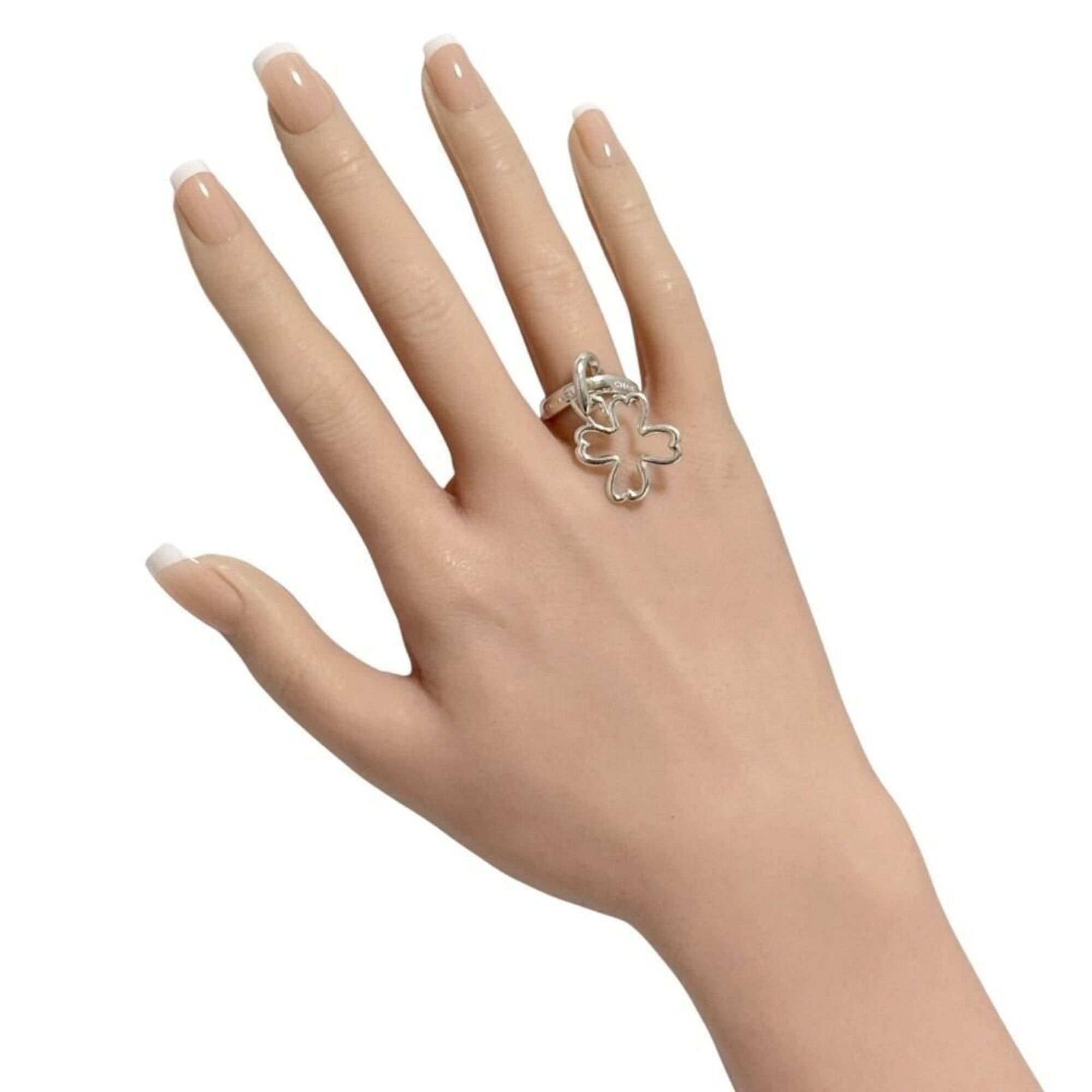 Chanel Chanel Women's Clover Heart Ring, Size 7, Sterling Silver (925) Size ONE SIZE - 10 Thumbnail