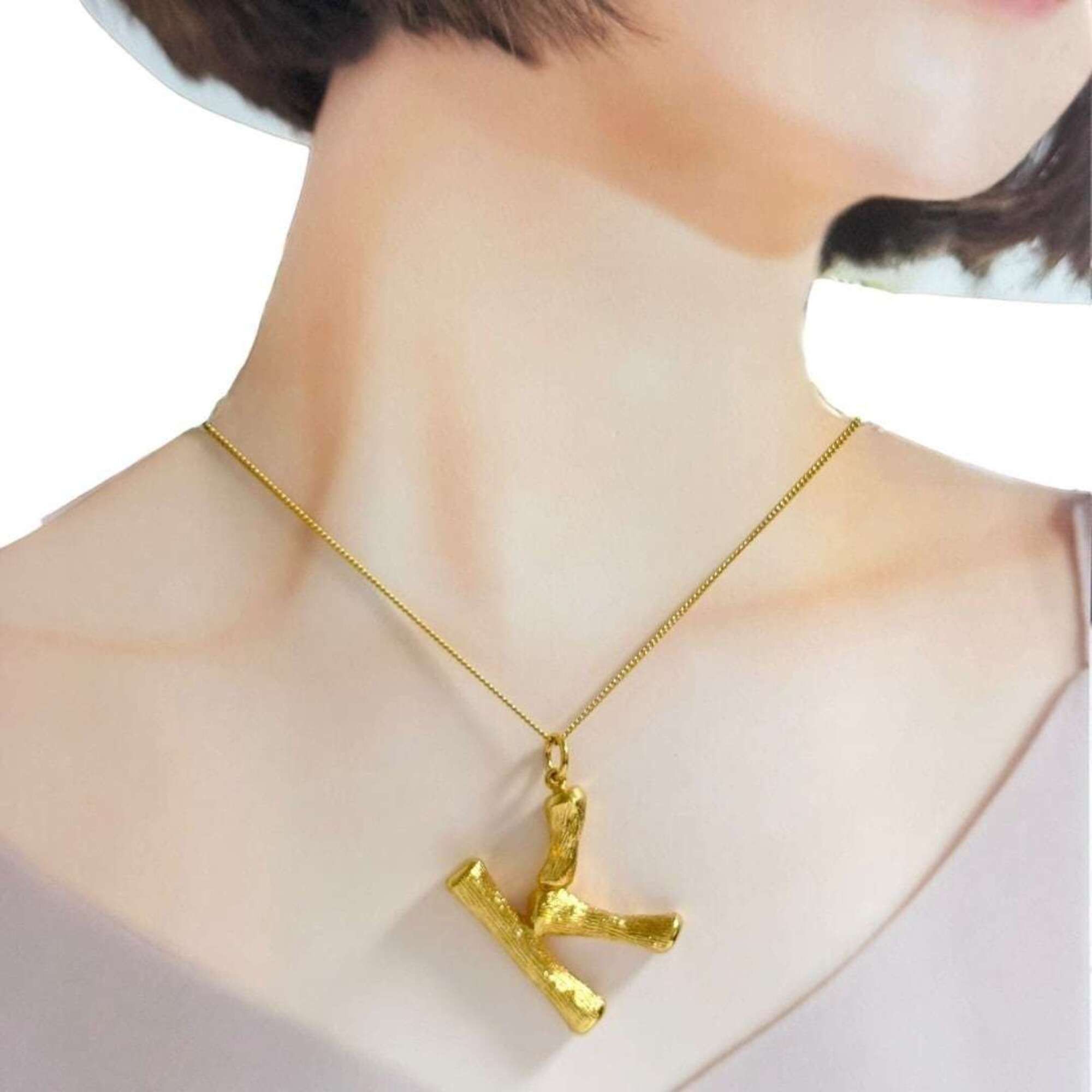 Celine Celine Alphabet Charm Pendant Necklace, Initial K, Large Size Size ONE SIZE - 10 Thumbnail