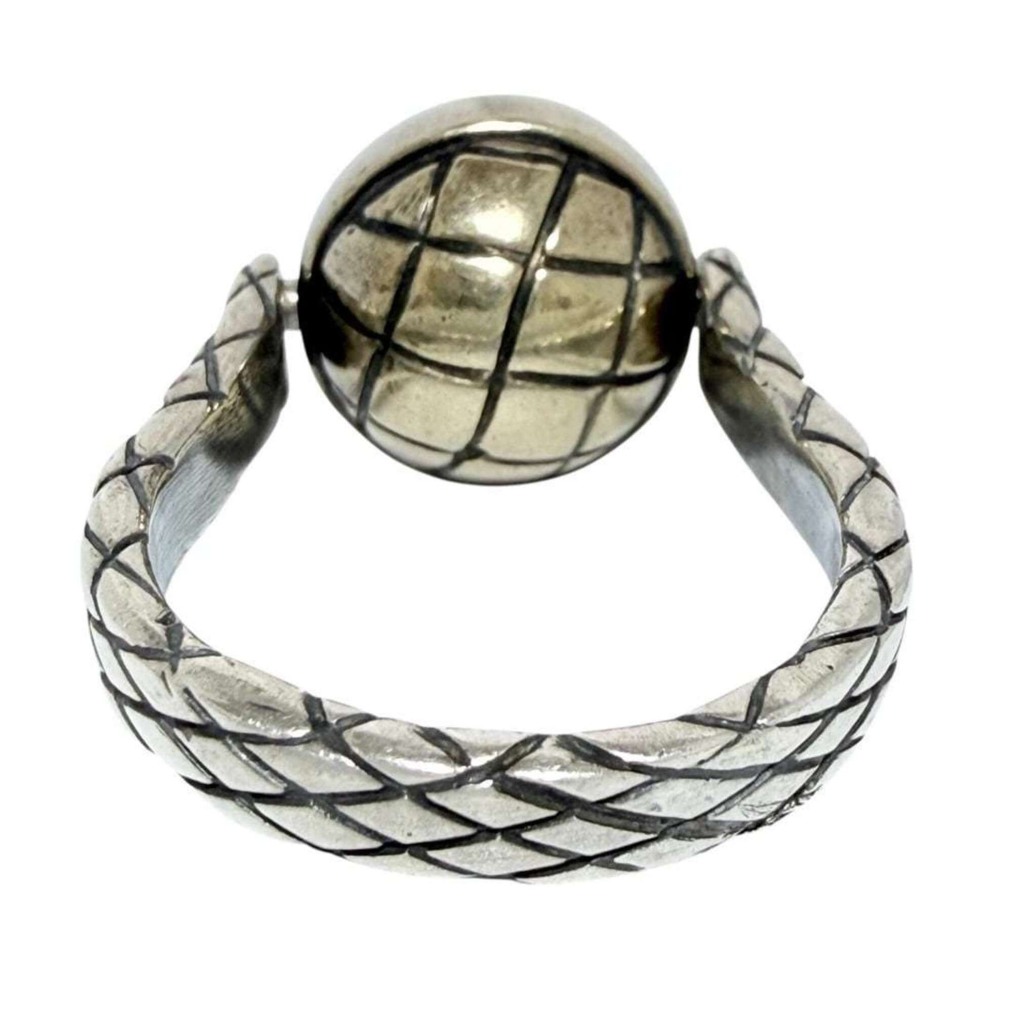 Bottega Veneta Bottega Veneta Men's Intrecciato Ball Ring, Size 20, Silver Size ONE SIZE - 4 Thumbnail