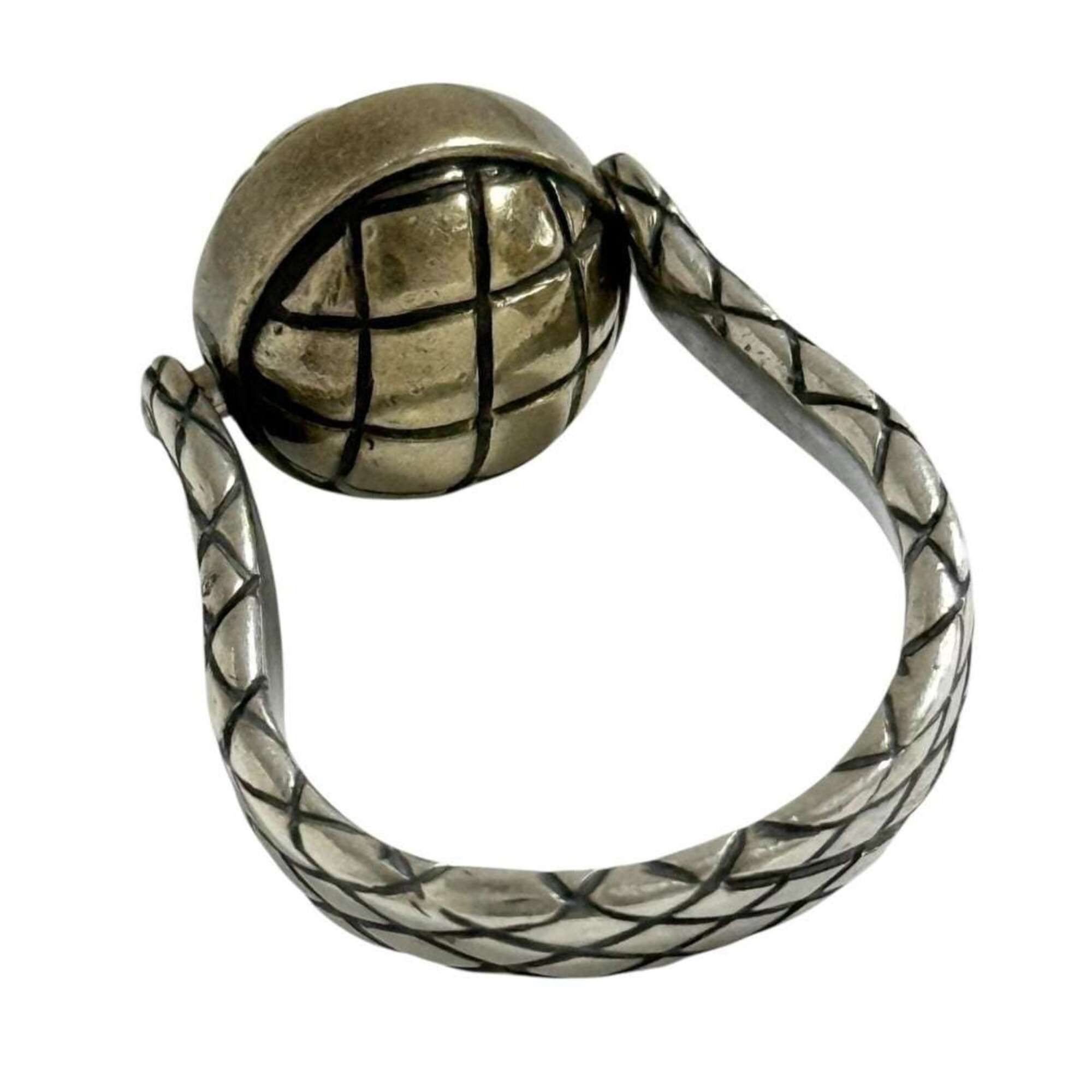 Bottega Veneta Bottega Veneta Men's Intrecciato Ball Ring, Size 20, Silver Size ONE SIZE - 2 Thumbnail