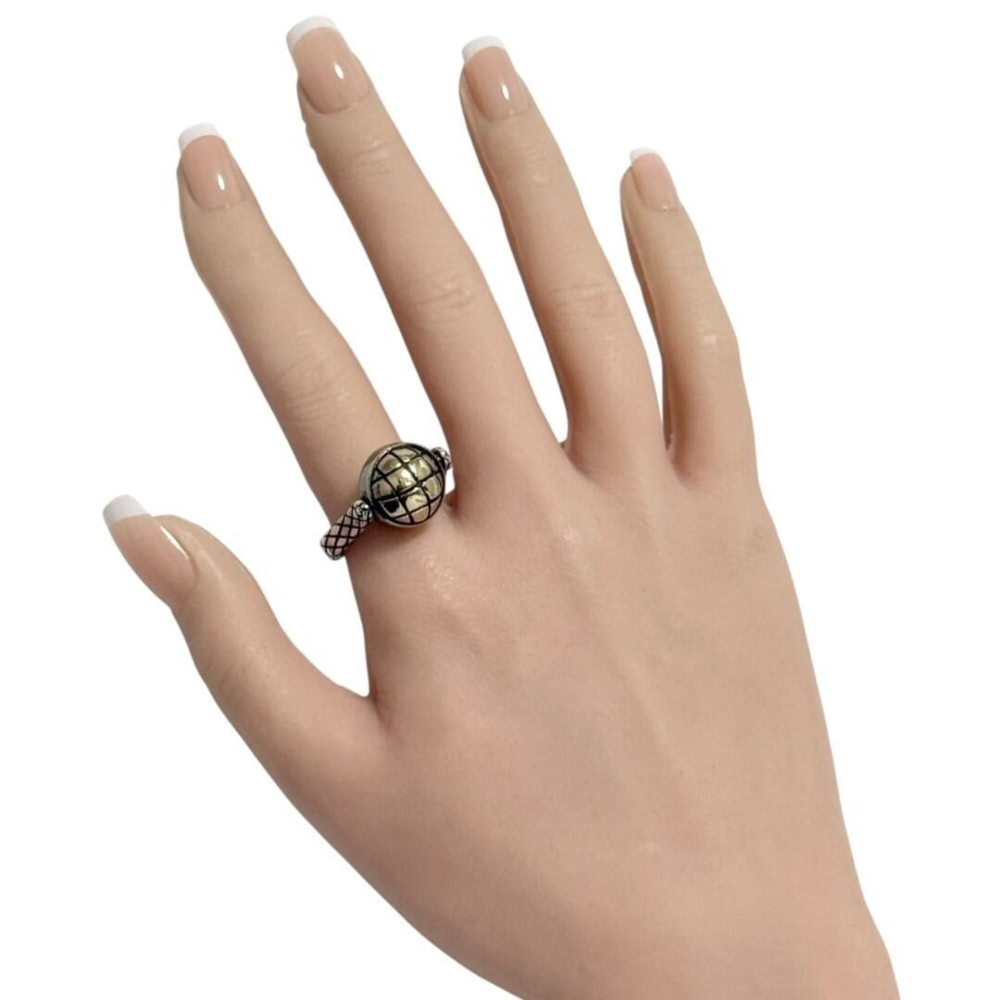 Bottega Veneta Bottega Veneta Men's Intrecciato Ball Ring, Size 20, Silver Size ONE SIZE - 10 Thumbnail