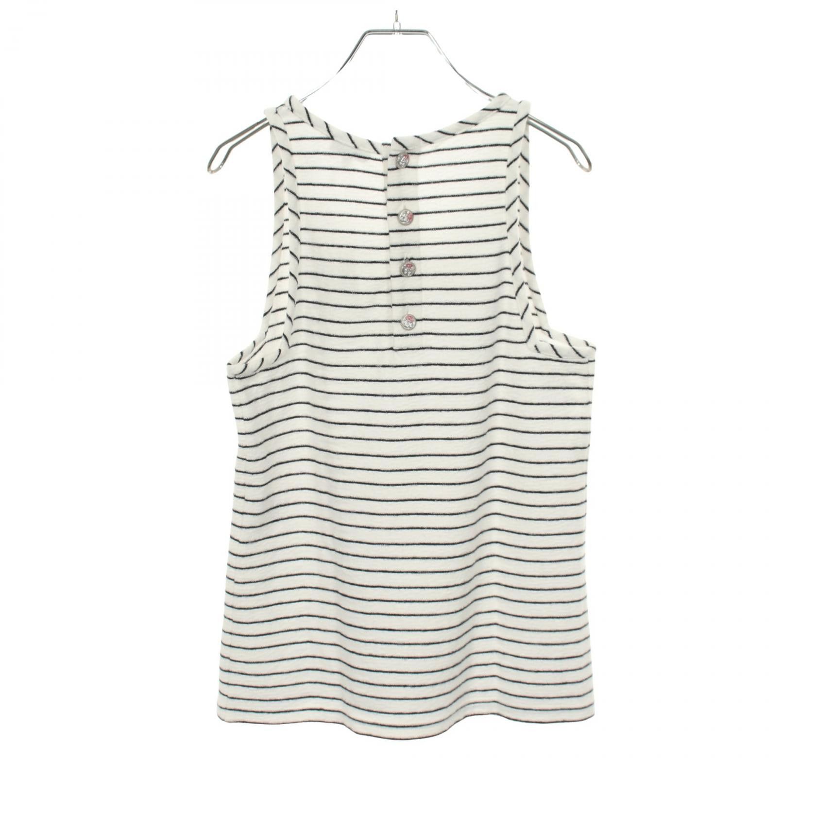 Chanel Chanel CHANEL Coco Mark Button Striped Knit Tank Top Textile Tops P55589V41668 DUTY FREE for USA Size ONE SIZE - 2 Thumbnail