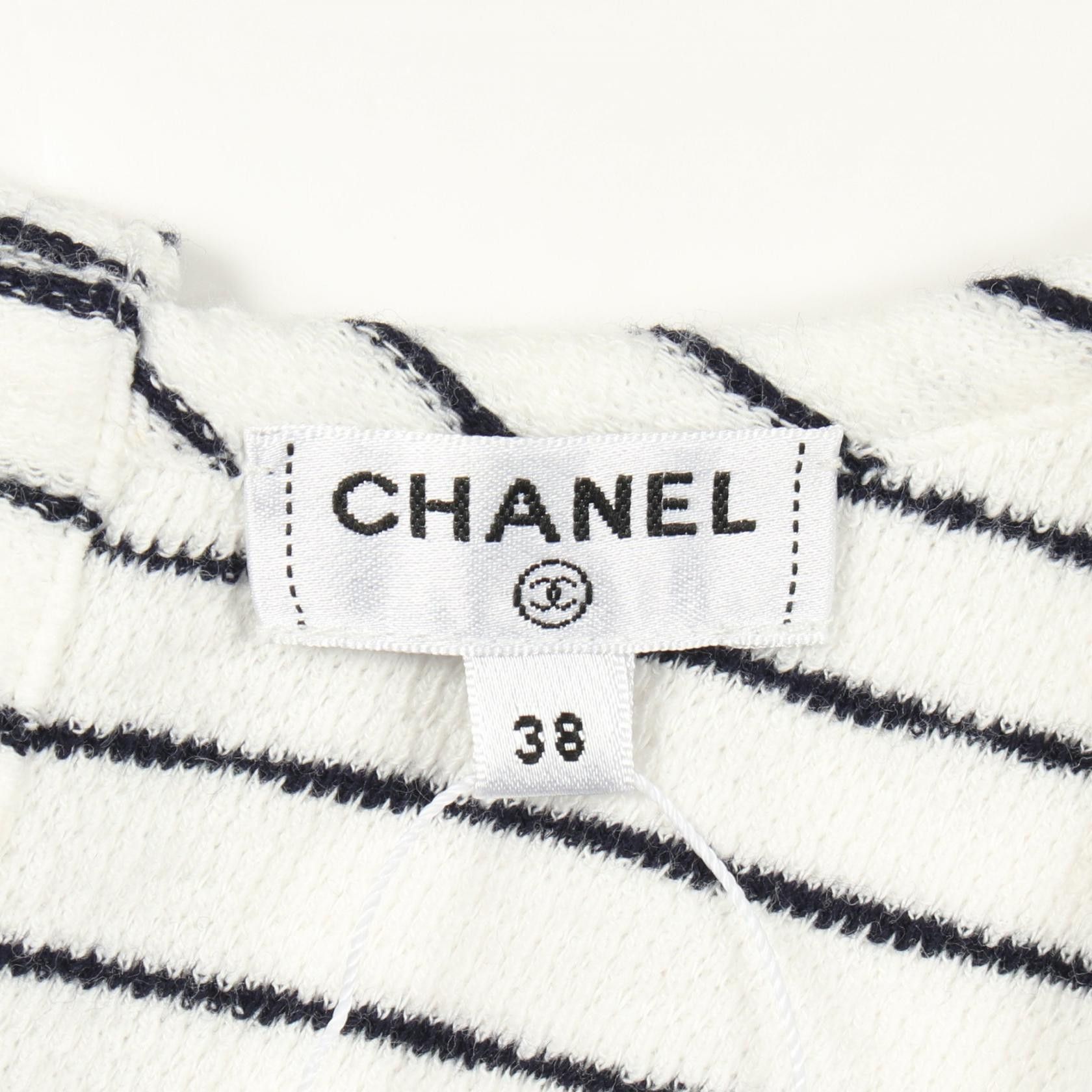Chanel Chanel CHANEL Coco Mark Button Striped Knit Tank Top Textile Tops P55589V41668 DUTY FREE for USA Size ONE SIZE - 3 Thumbnail