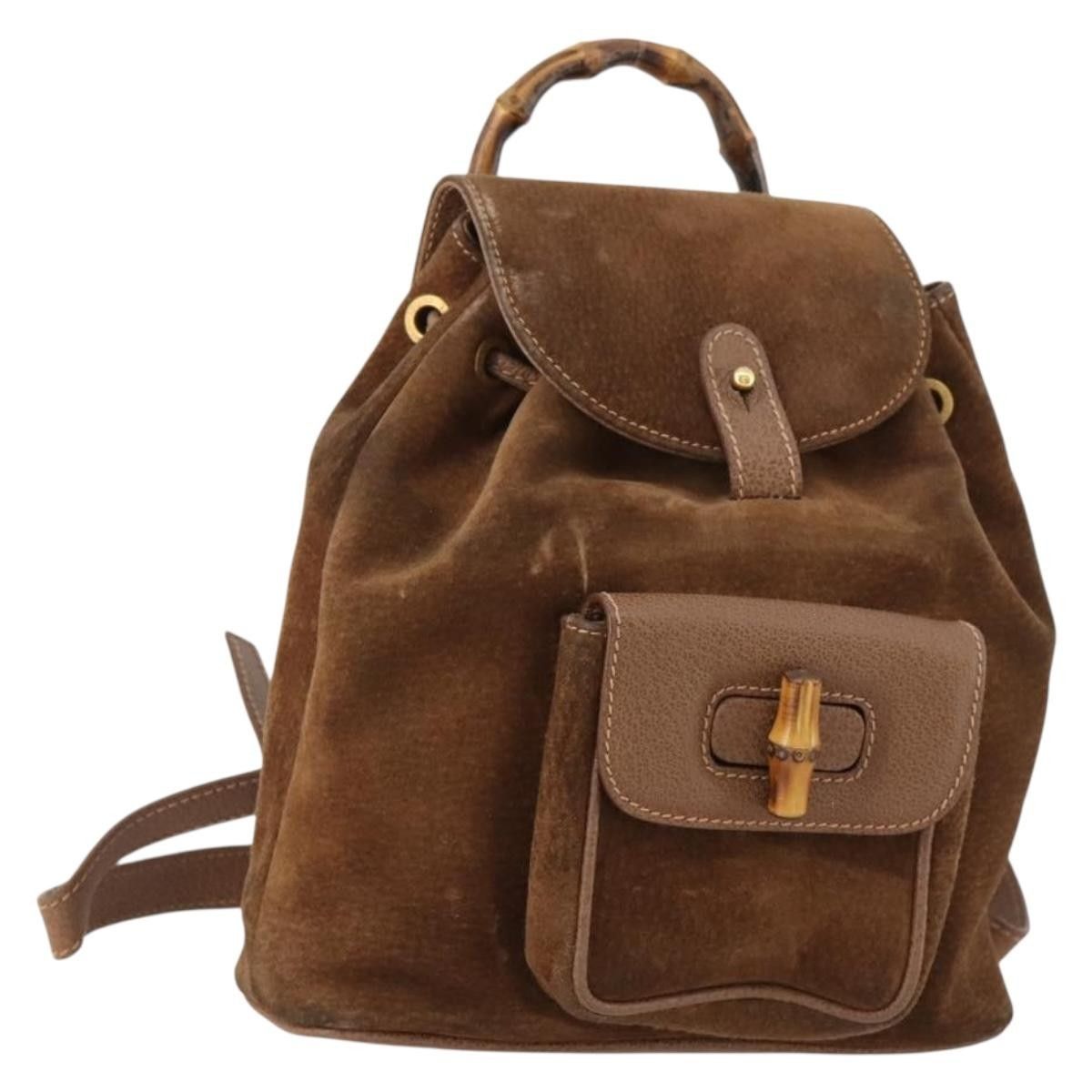 Gucci Gucci Gucci bamboo backpack daim Size ONE SIZE - 14 Thumbnail