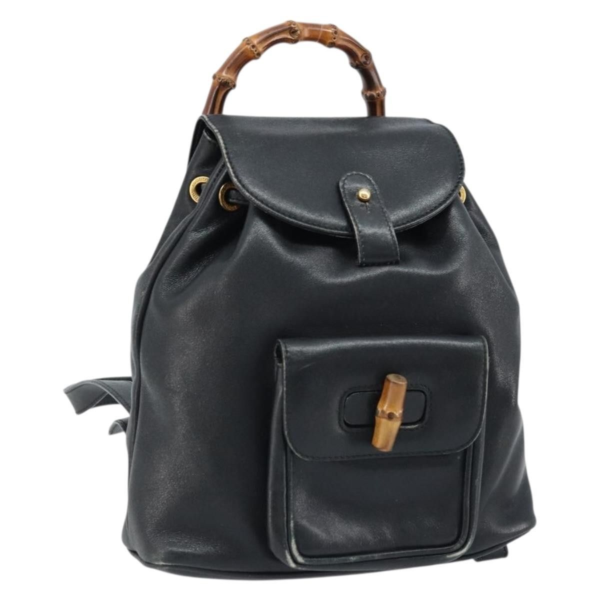 Gucci Gucci Vintage Bamboo Backpack Leather Size ONE SIZE - 15 Thumbnail