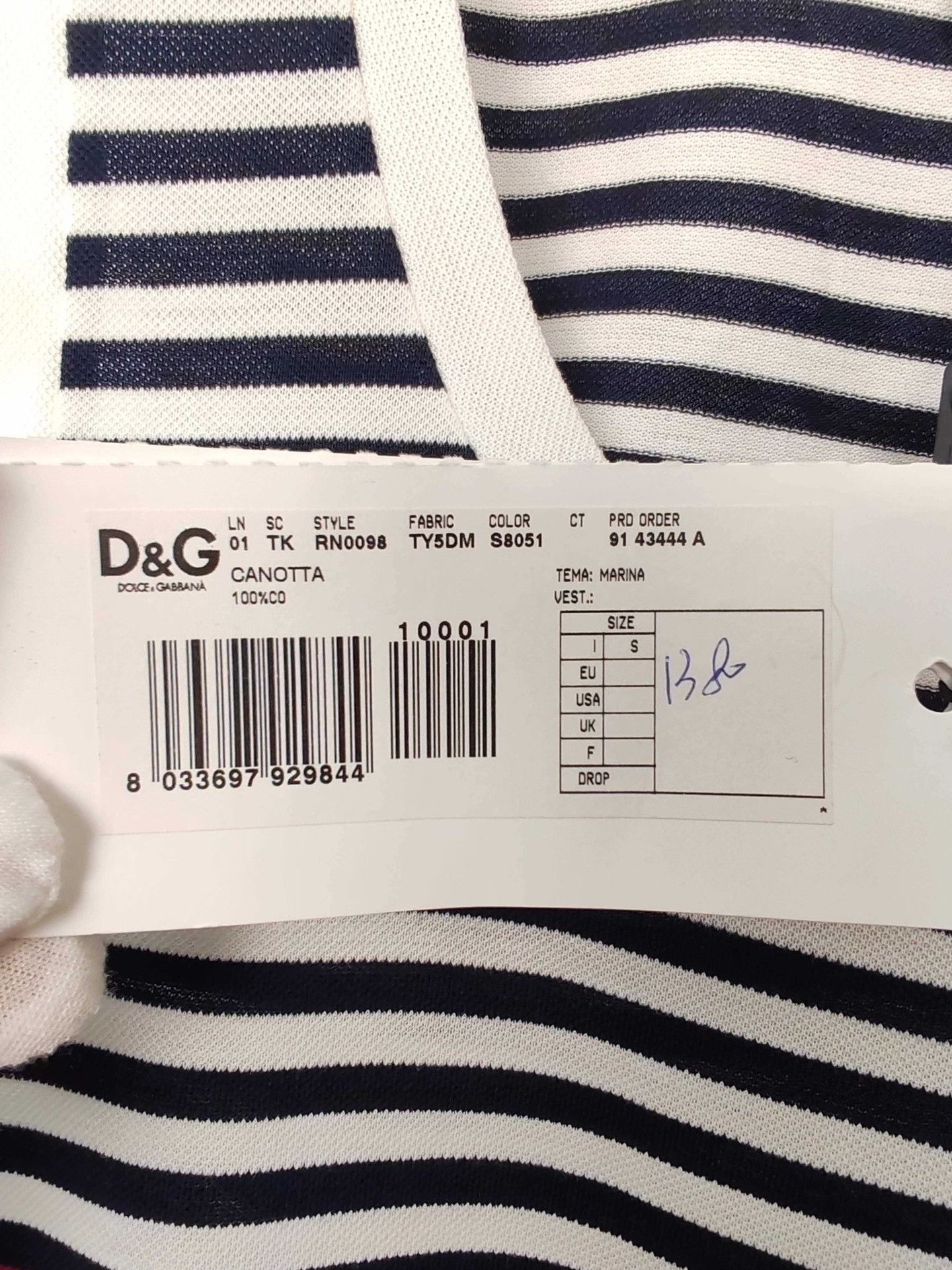 Dolce & Gabbana Dolce & Gabbana Striped Anchor Logo Tank Top Size S Size US S / EU 44-46 / 1 - 5 Thumbnail