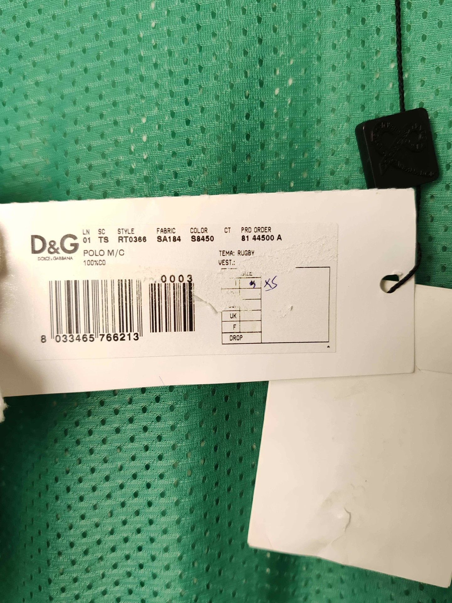 Dolce & Gabbana D&G Mesh Green Jersey T-Shirt Size XS Size US XS / EU 42 / 0 - 5 Thumbnail