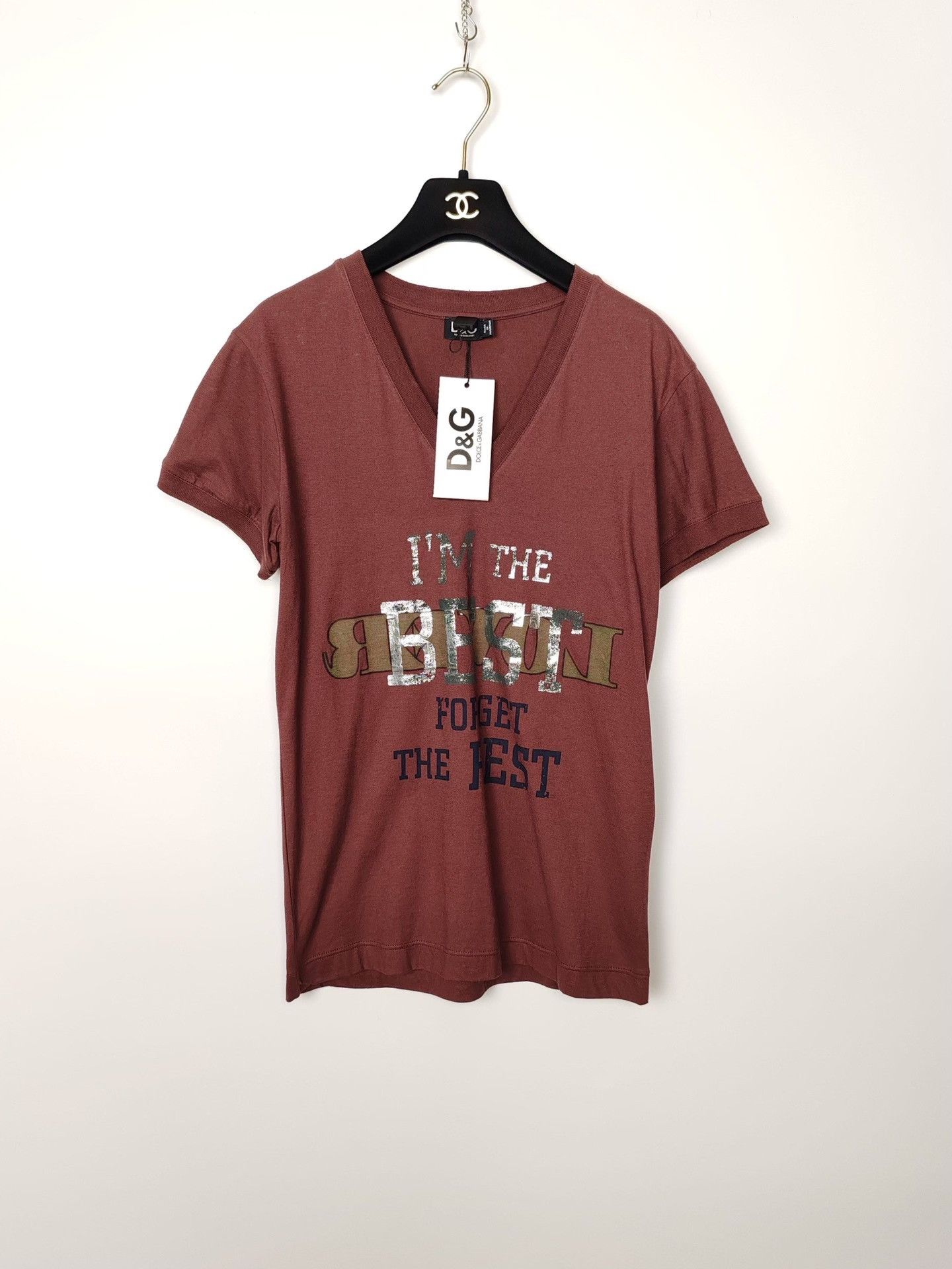 Dolce & Gabbana Dolce & Gabbana Logo Print V-Neck T-Shirt Size M Size US M / EU 48-50 / 2 - 2 Thumbnail