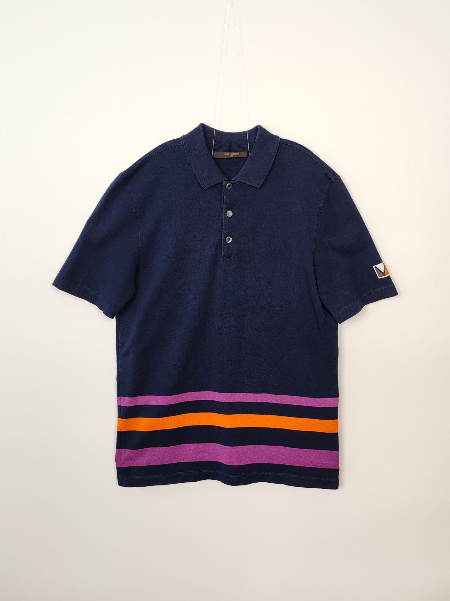 Louis Vuitton Louis Vuitton Striped V Logo Polo Shirt Size M Size US M / EU 48-50 / 2 - 2 Thumbnail