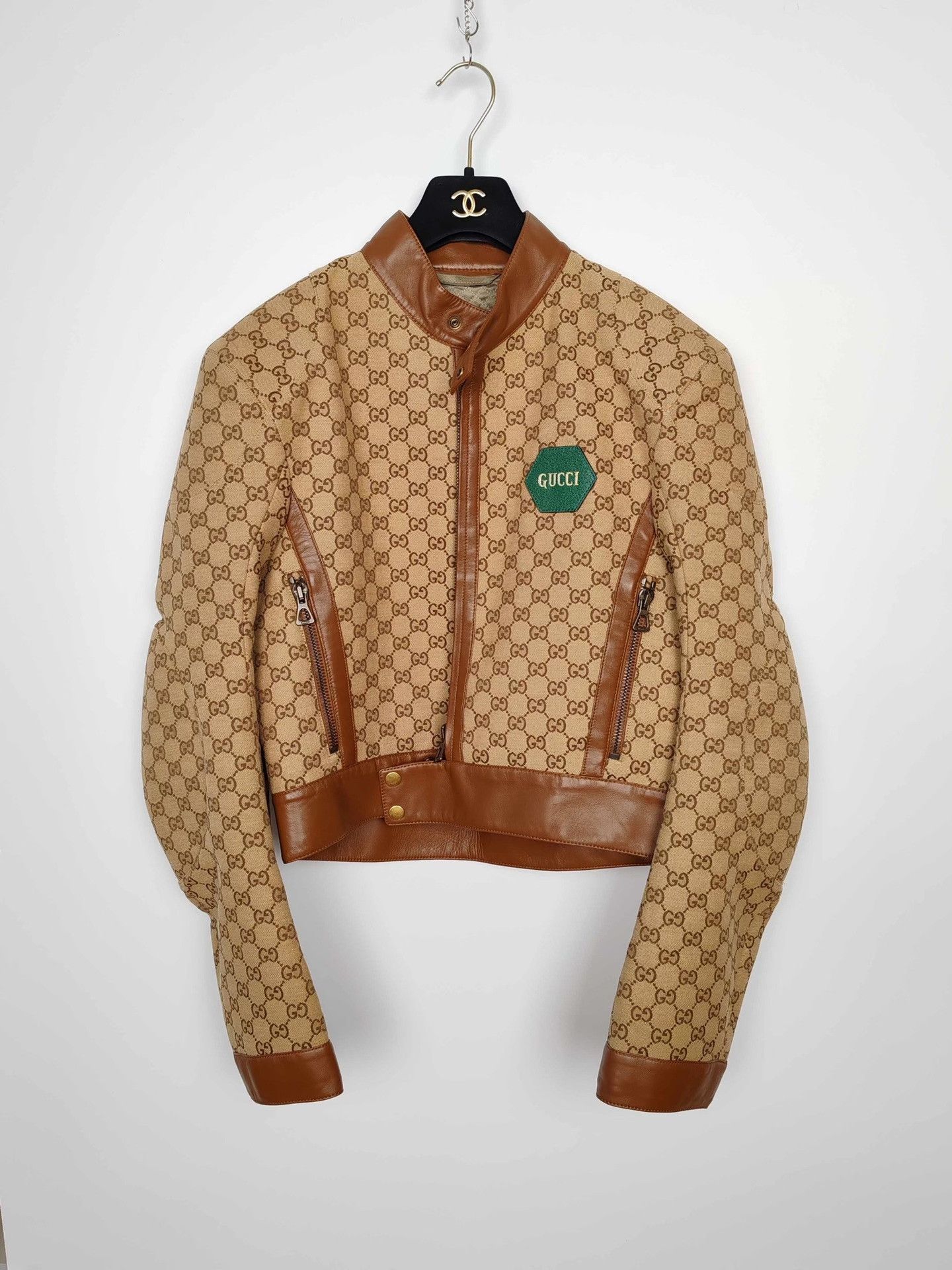 Gucci Gucci Monogram Leather Trim Jacket Size S Size US S / EU 44-46 / 1 - 2 Thumbnail