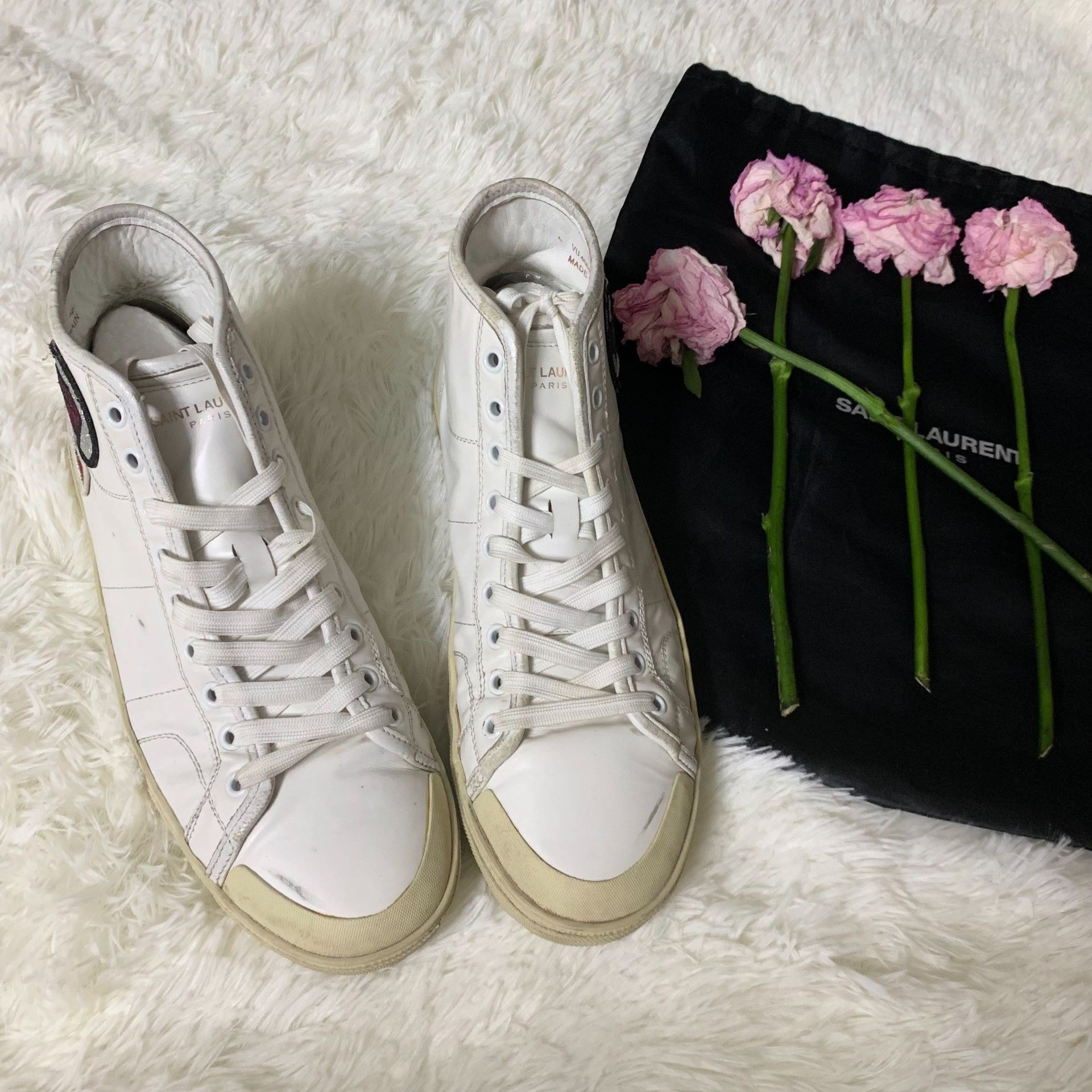 Saint Laurent Paris Saint Laurent Diamond Patch Hi-Top Sneakers Size 9.5 Size US 9.5 / EU 42-43 - 3 Thumbnail