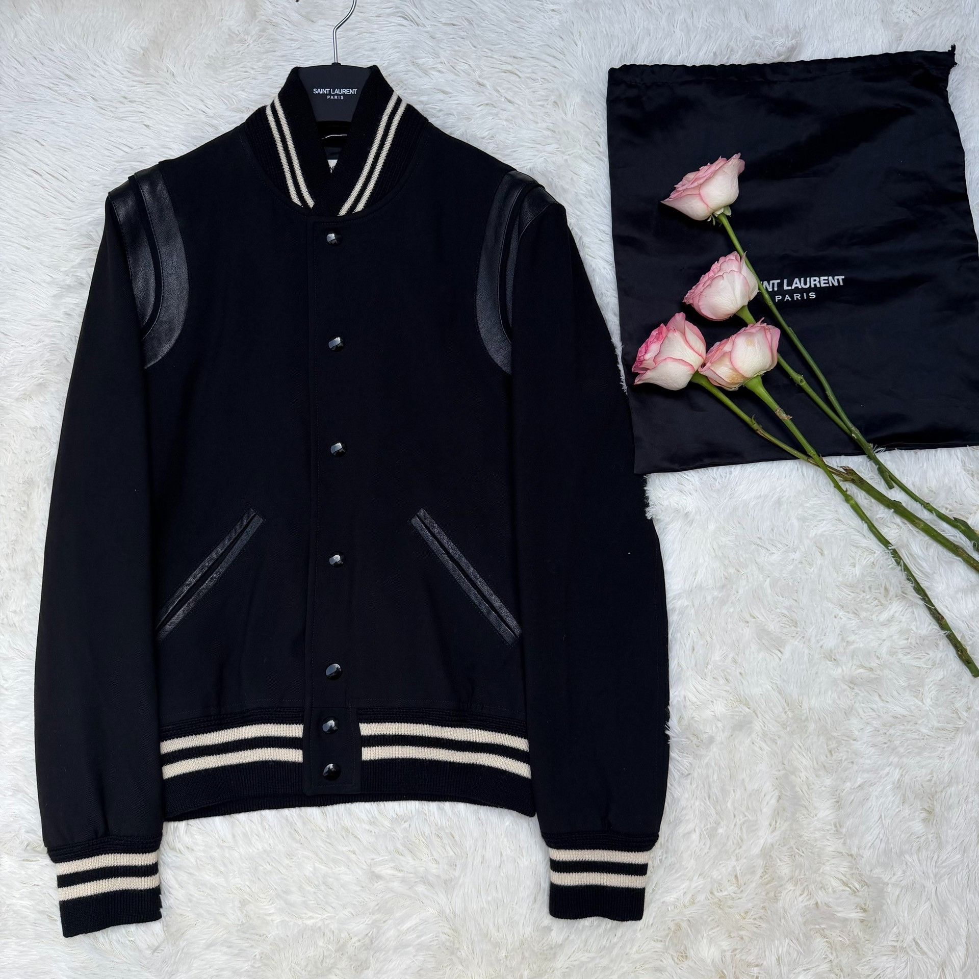 Saint Laurent Paris Saint Laurent Wool Leather Varsity Bomber Size S Size US S / EU 44-46 / 1 - 2 Thumbnail