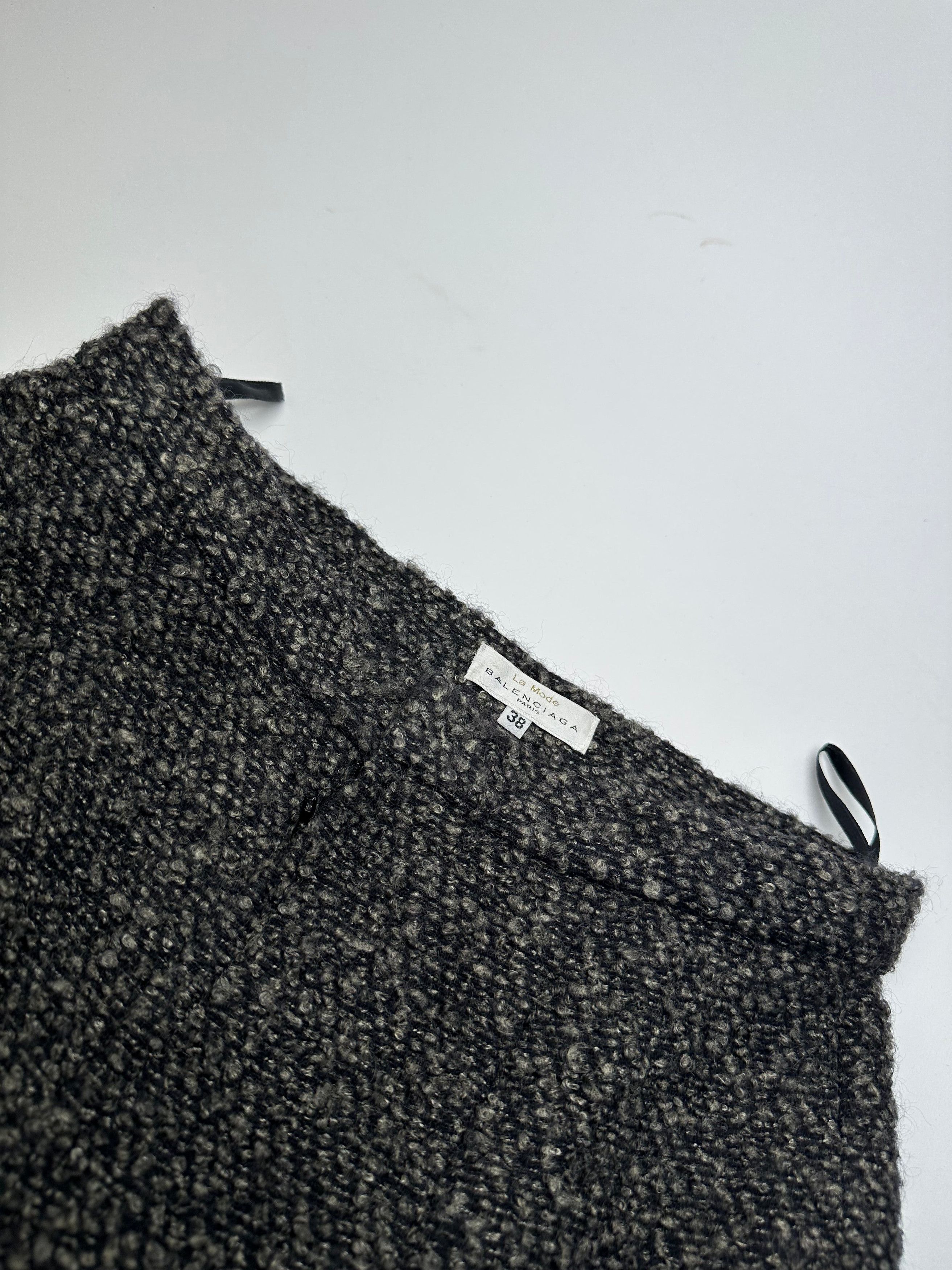 Balenciaga Vintage Boucle Wool Skirt Charcoal Grey M Size 30" / US 8 / IT 44 - 5 Thumbnail