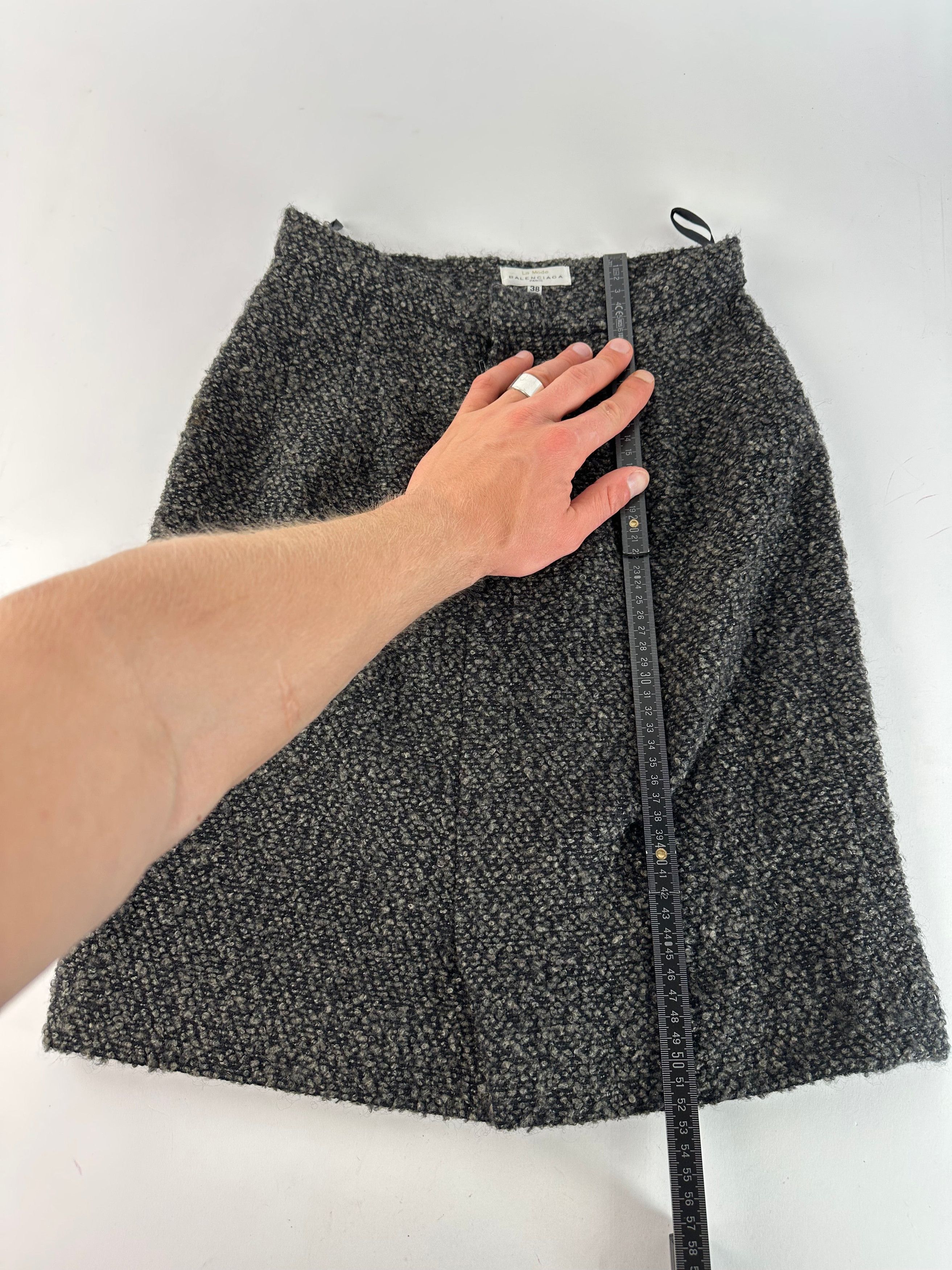 Balenciaga Vintage Boucle Wool Skirt Charcoal Grey M Size 30" / US 8 / IT 44 - 6 Thumbnail