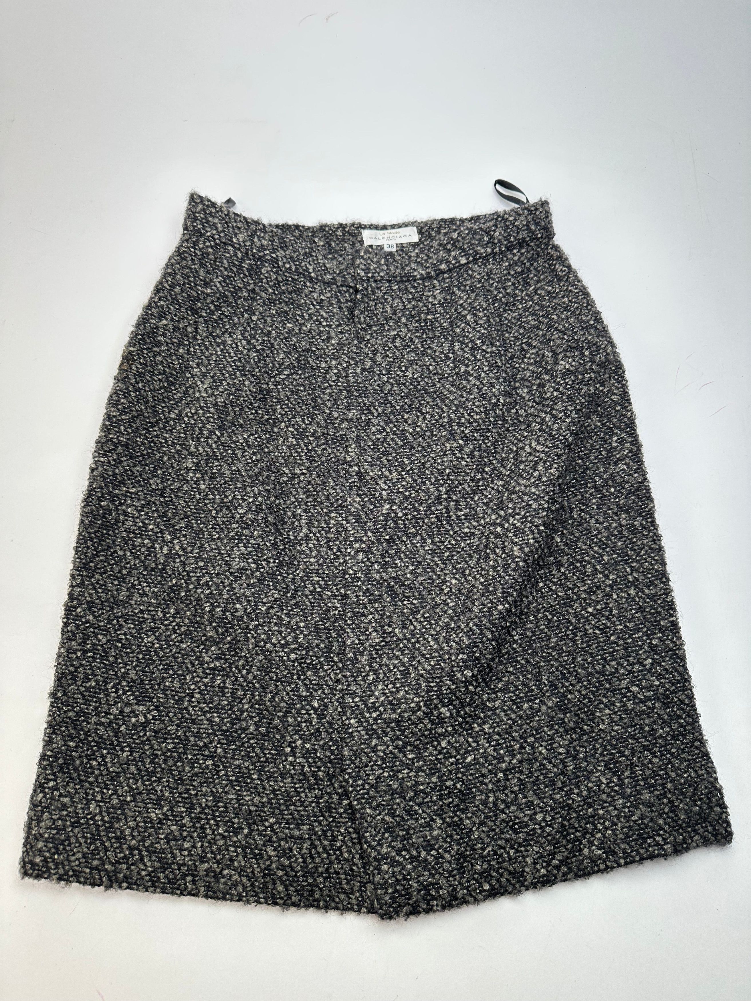 Balenciaga Vintage Boucle Wool Skirt Charcoal Grey M Size 30" / US 8 / IT 44 - 4 Thumbnail