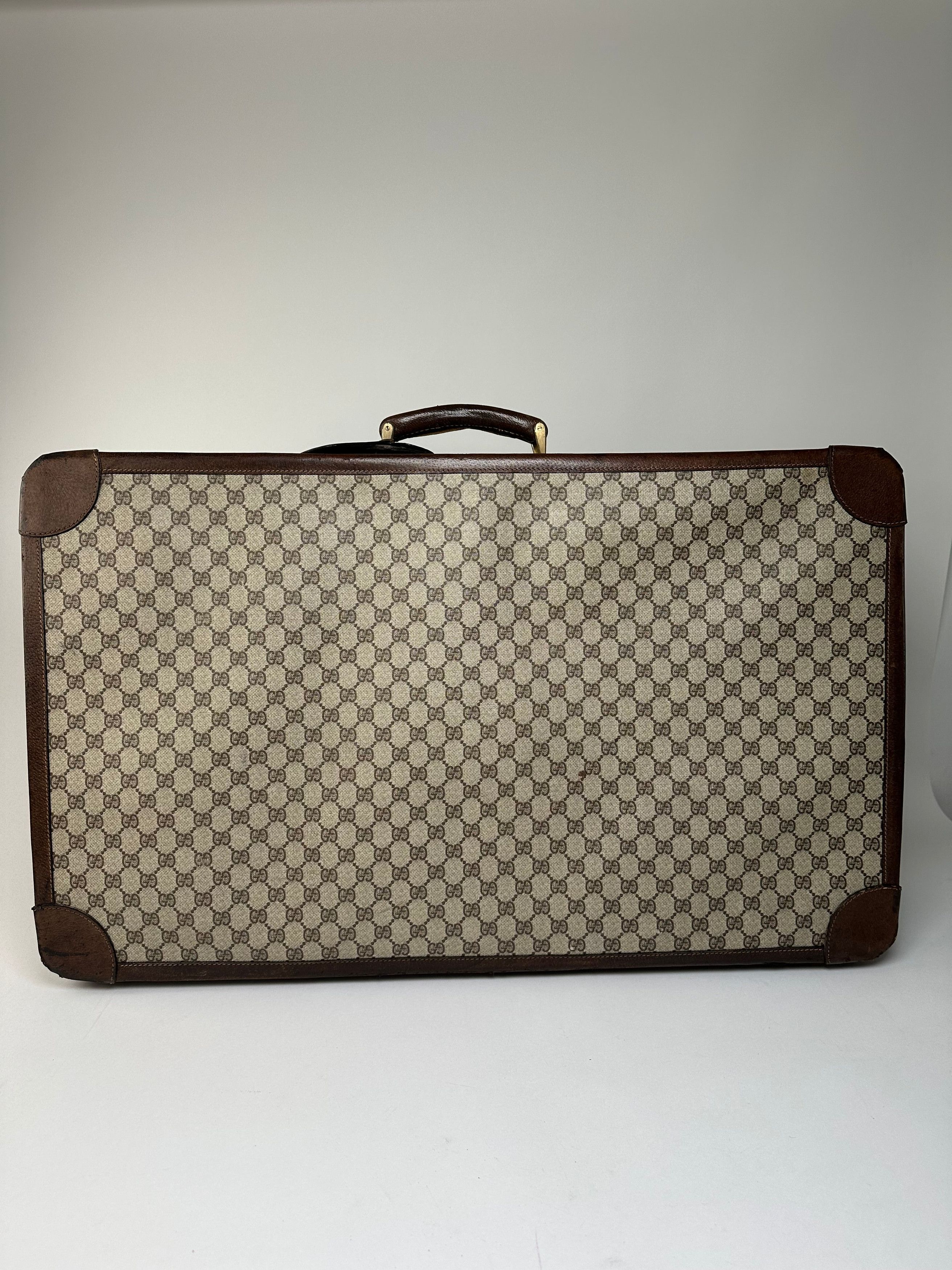 Gucci Vintage GG Supreme Canvas Suitcase Beige Brown Size ONE SIZE - 7 Thumbnail
