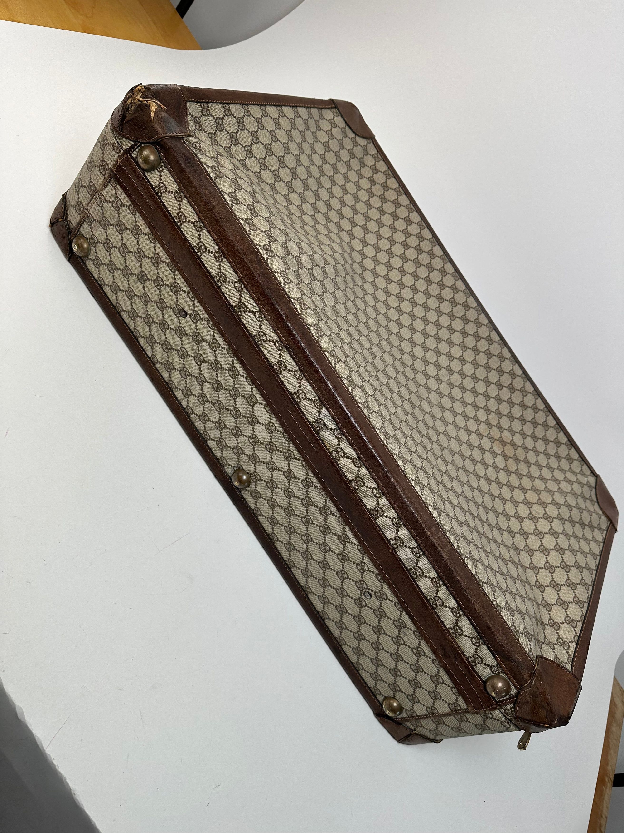 Gucci Vintage GG Supreme Canvas Suitcase Beige Brown Size ONE SIZE - 12 Thumbnail