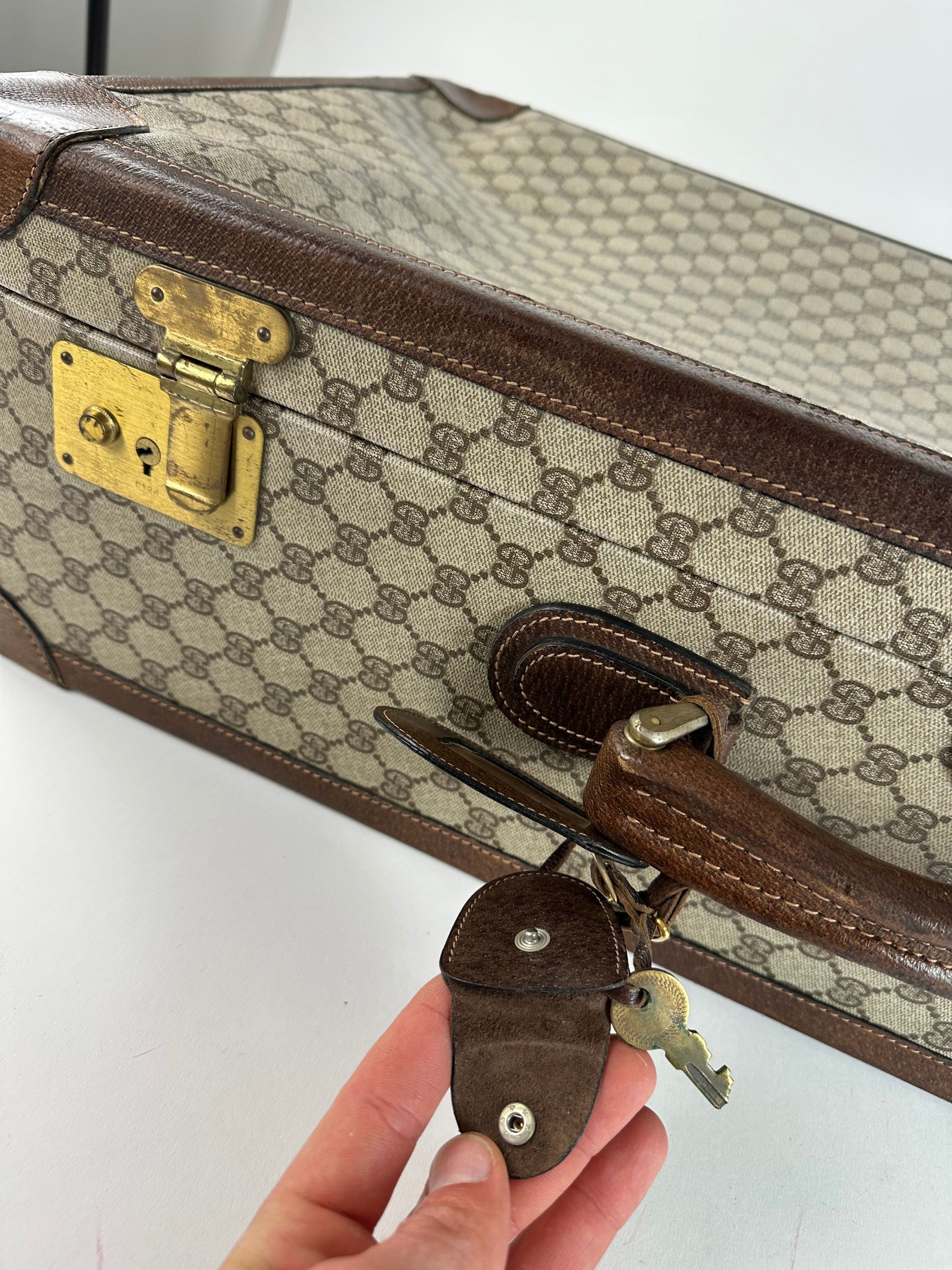 Gucci Vintage GG Supreme Canvas Suitcase Beige Brown Size ONE SIZE - 5 Thumbnail