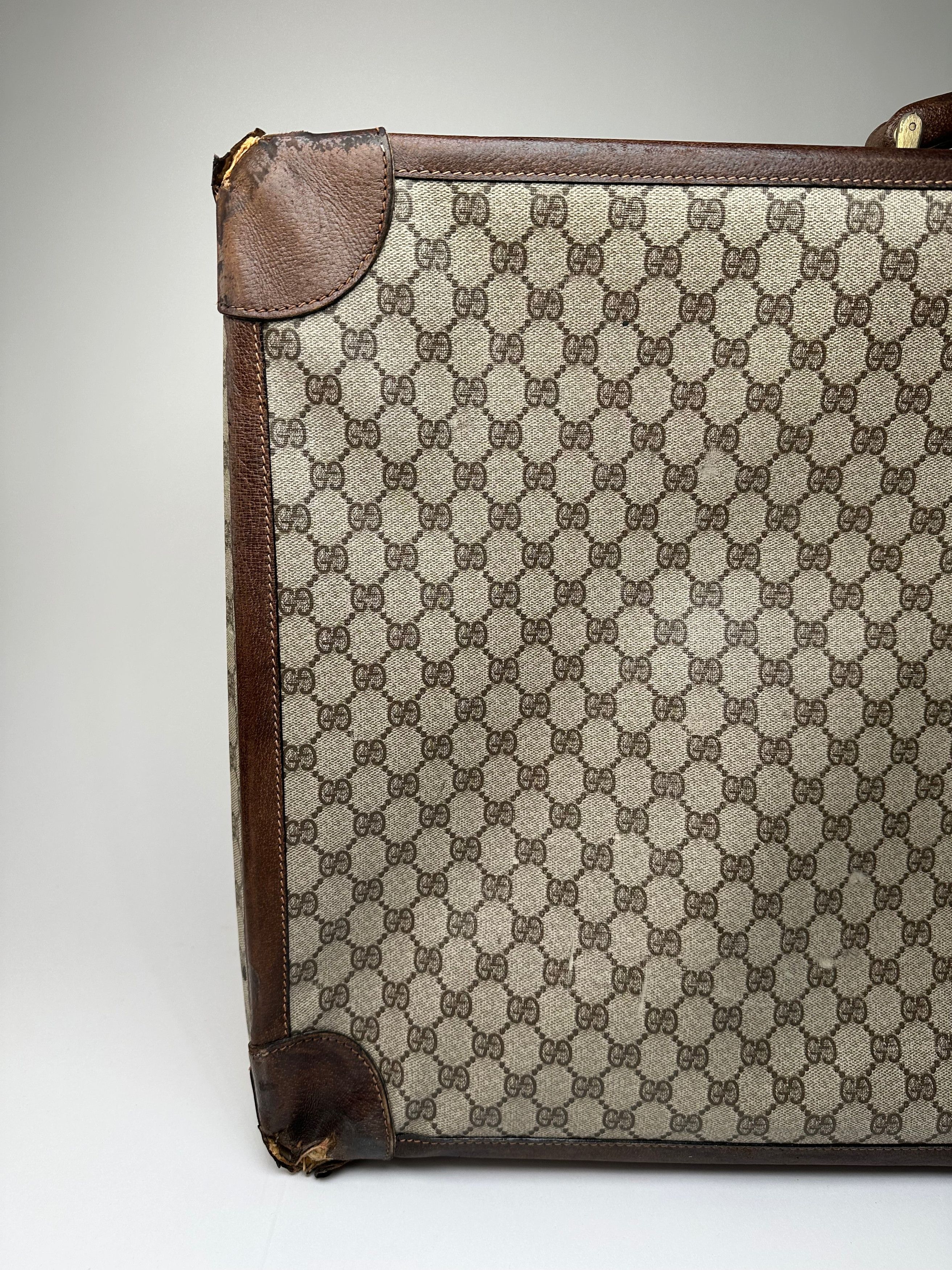 Gucci Vintage GG Supreme Canvas Suitcase Beige Brown Size ONE SIZE - 9 Thumbnail
