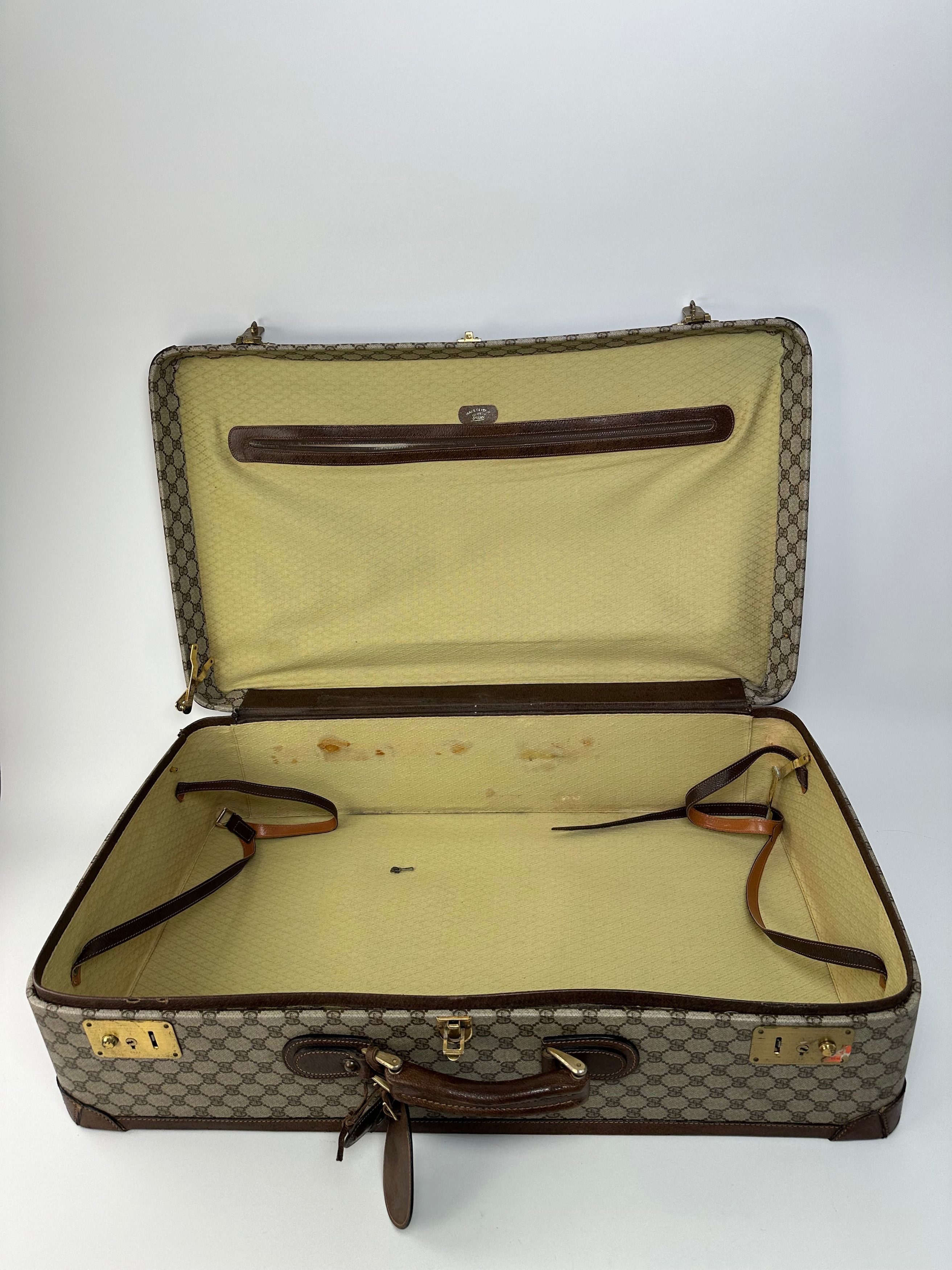 Gucci Vintage GG Supreme Canvas Suitcase Beige Brown Size ONE SIZE - 4 Thumbnail