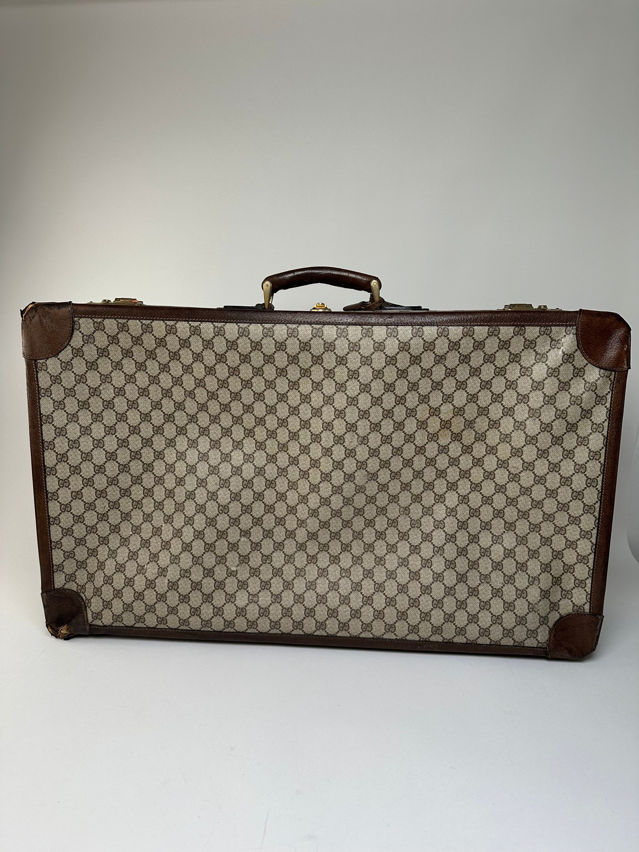 Gucci Vintage GG Supreme Canvas Suitcase Beige Brown Size ONE SIZE - 2 Thumbnail