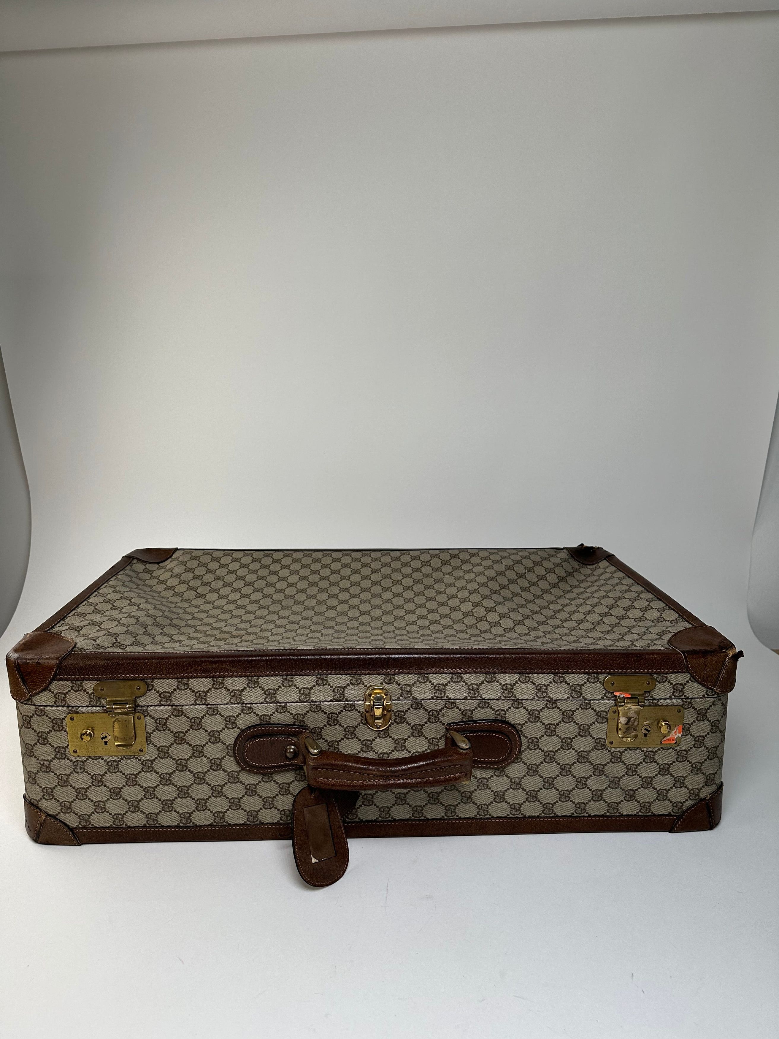 Gucci Vintage GG Supreme Canvas Suitcase Beige Brown Size ONE SIZE - 6 Thumbnail