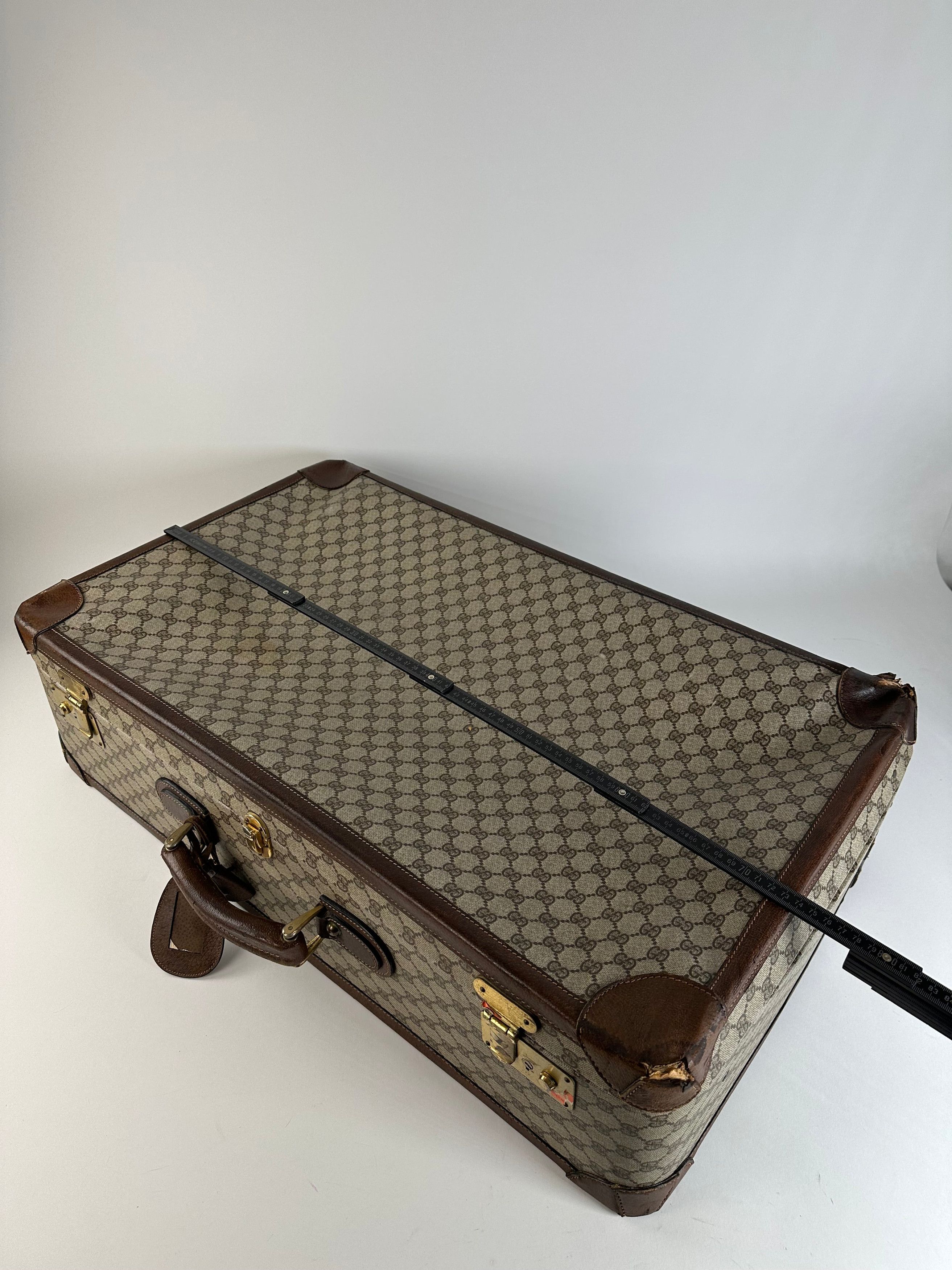 Gucci Vintage GG Supreme Canvas Suitcase Beige Brown Size ONE SIZE - 14 Thumbnail