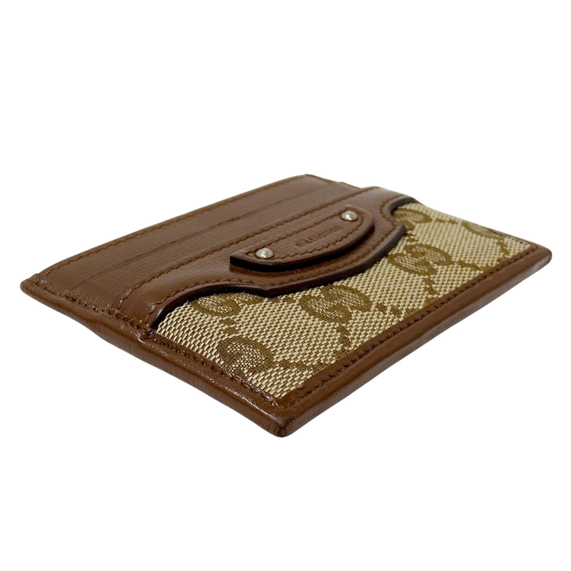 Gucci Gucci & Balenciaga collaboration business card holder/card case for women and men, featuring GG canvas leather in brown beige, item number 681709. Size ONE SIZE - 3 Thumbnail