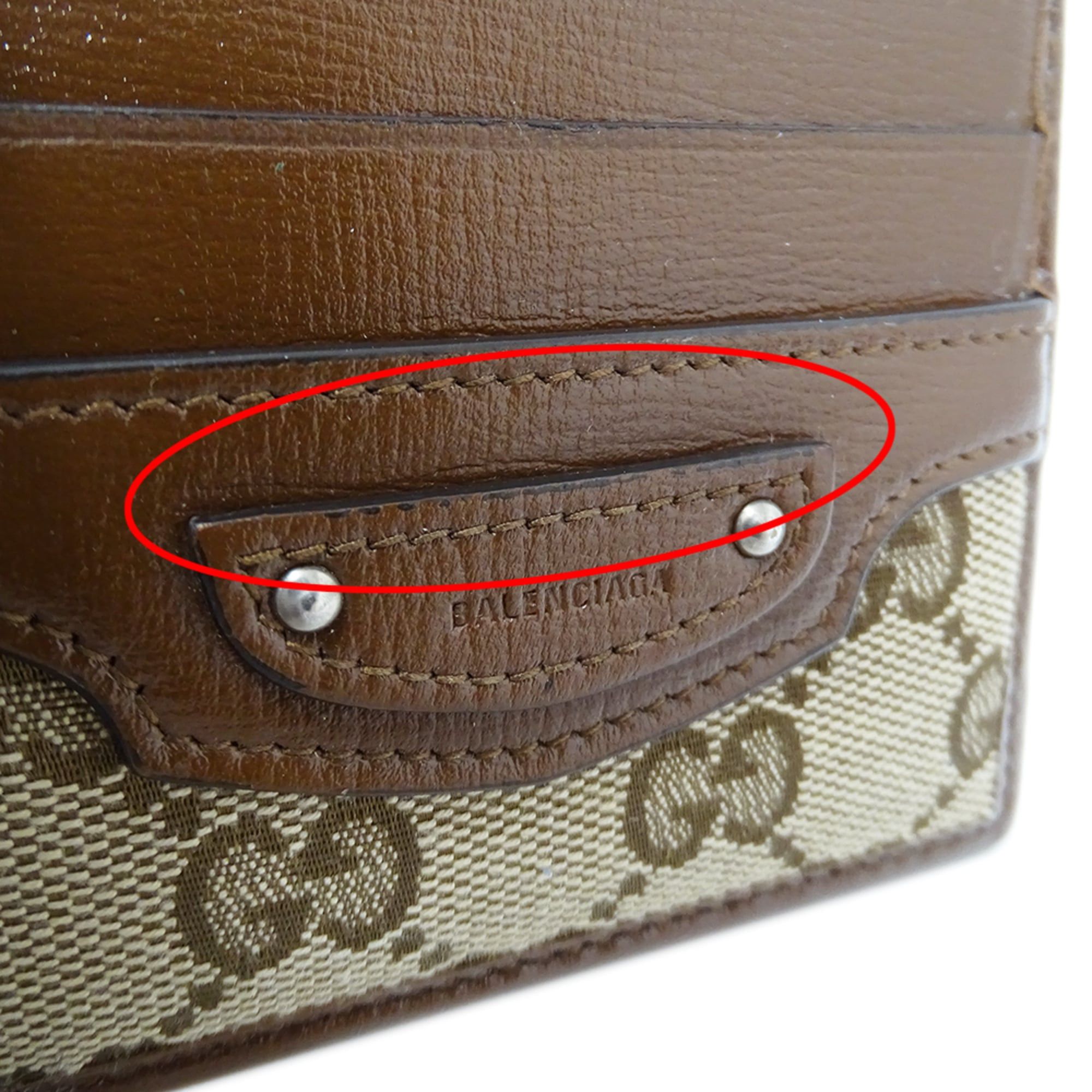 Gucci Gucci & Balenciaga collaboration business card holder/card case for women and men, featuring GG canvas leather in brown beige, item number 681709. Size ONE SIZE - 7 Thumbnail