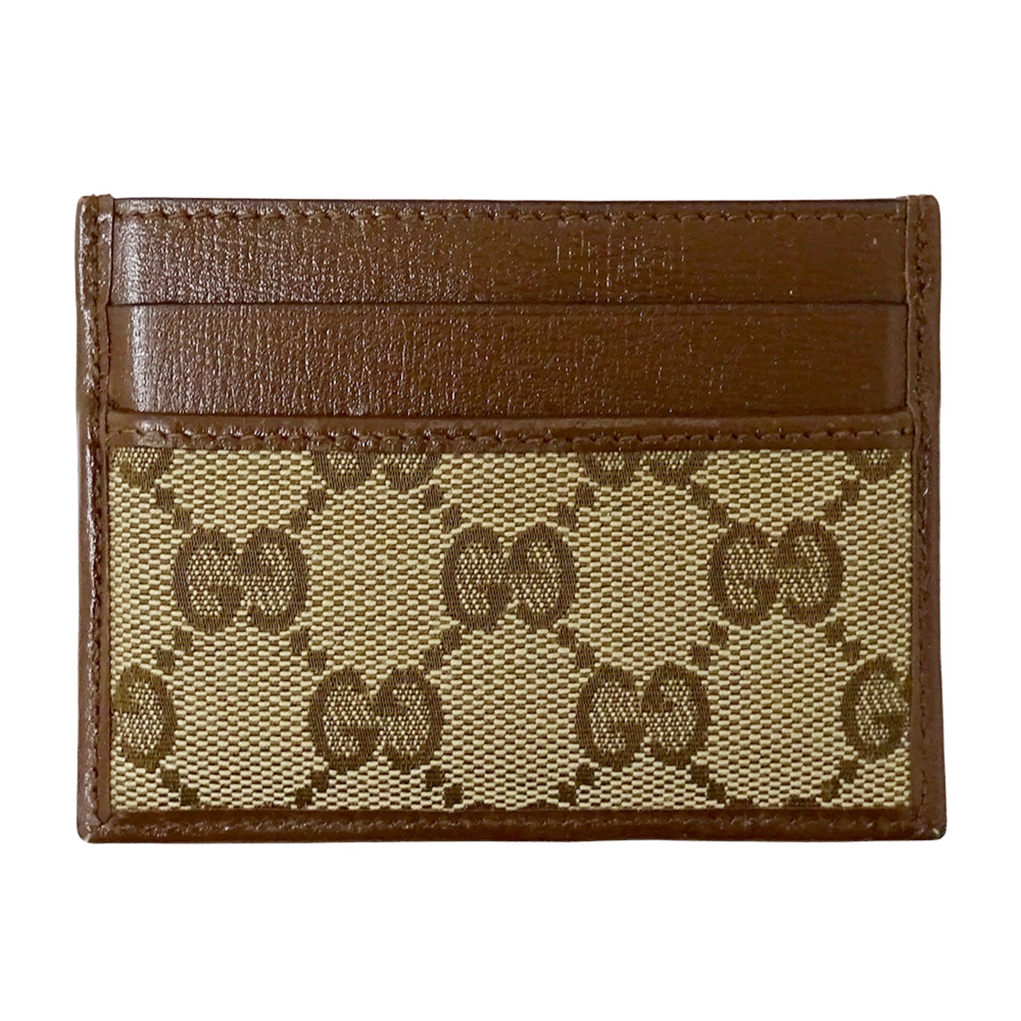 Gucci Gucci & Balenciaga collaboration business card holder/card case for women and men, featuring GG canvas leather in brown beige, item number 681709. Size ONE SIZE - 2 Thumbnail