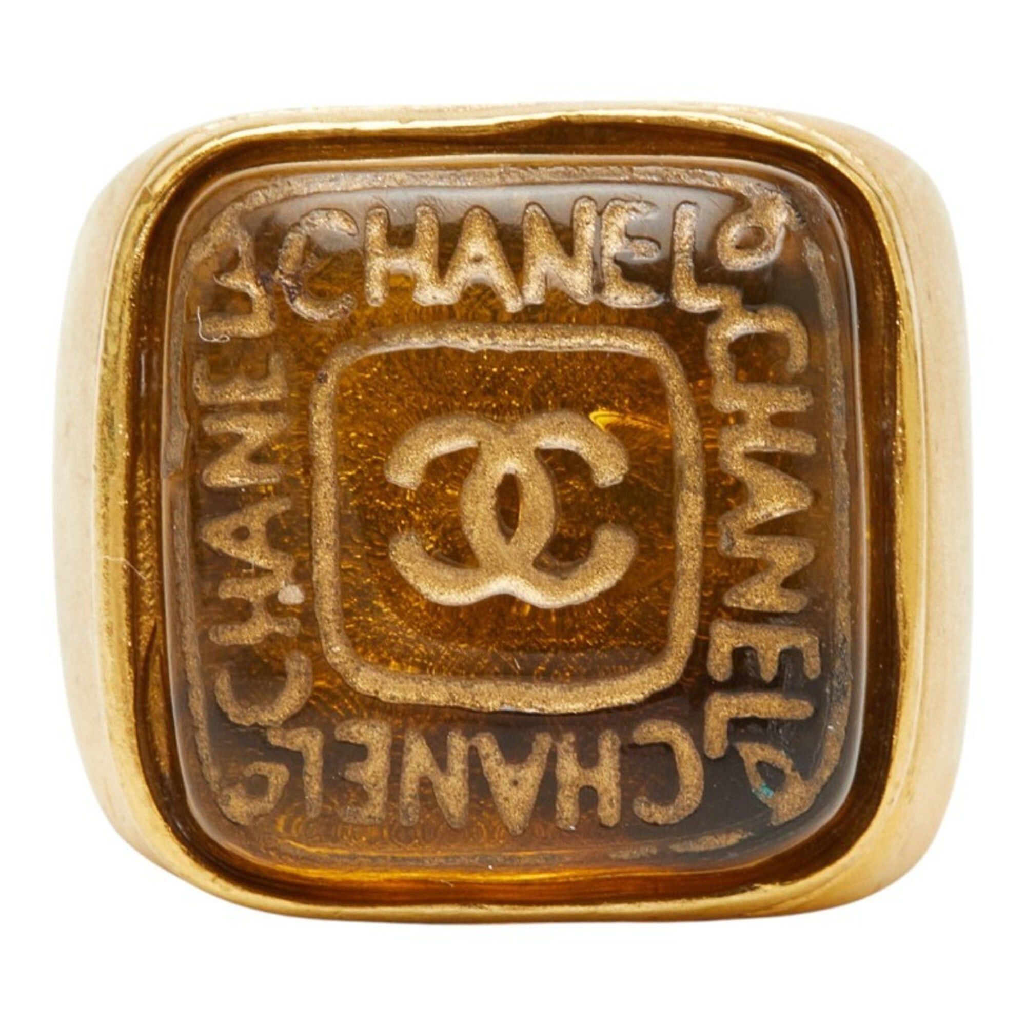 Chanel Chanel Coco Mark Gripoix Vintage Ring, Size 1, Gold Plated, Women's CHANEL Size ONE SIZE - 2 Thumbnail