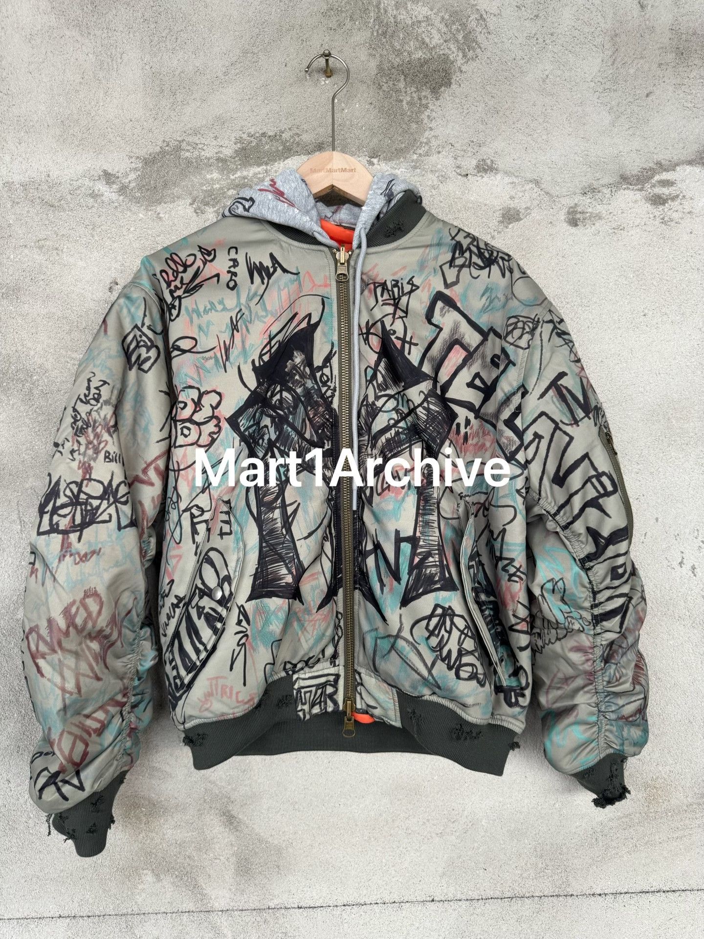 Mowalola MOWALOLA Graffiti Hooded Bomber Jacket Size S Size US S / EU 44-46 / 1 - 2 Thumbnail