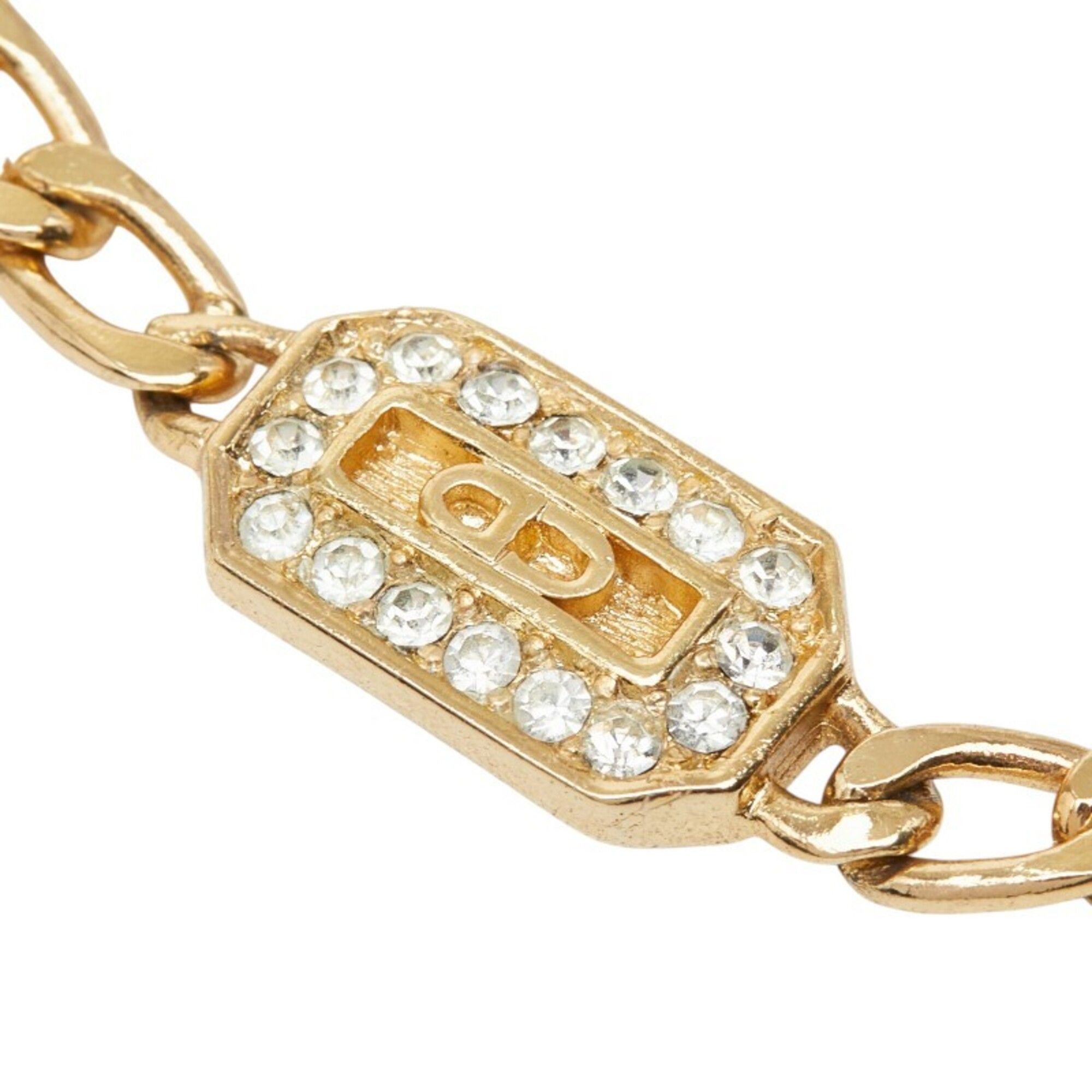 Dior Christian Dior Dior CD Logo Bracelet, Gold Plated, Rhinestones, Women's Size ONE SIZE - 3 Thumbnail