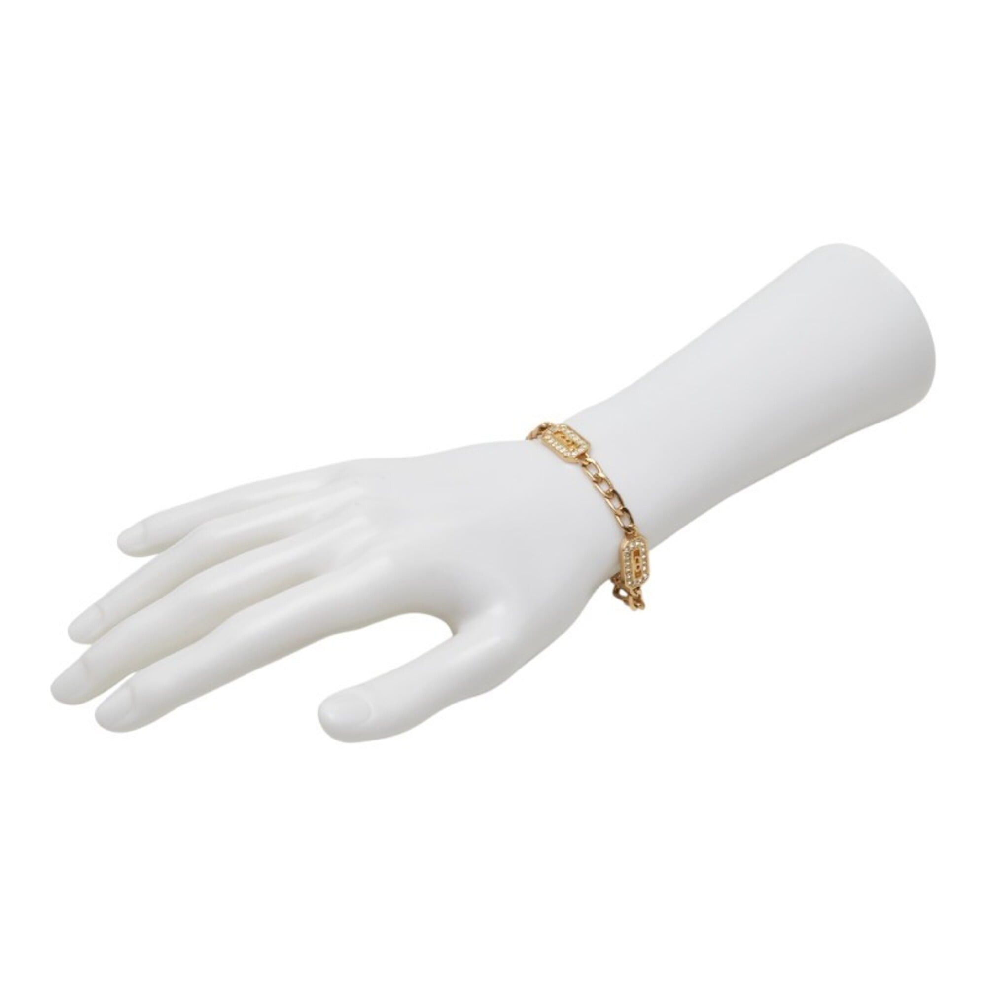 Dior Christian Dior Dior CD Logo Bracelet, Gold Plated, Rhinestones, Women's Size ONE SIZE - 8 Thumbnail