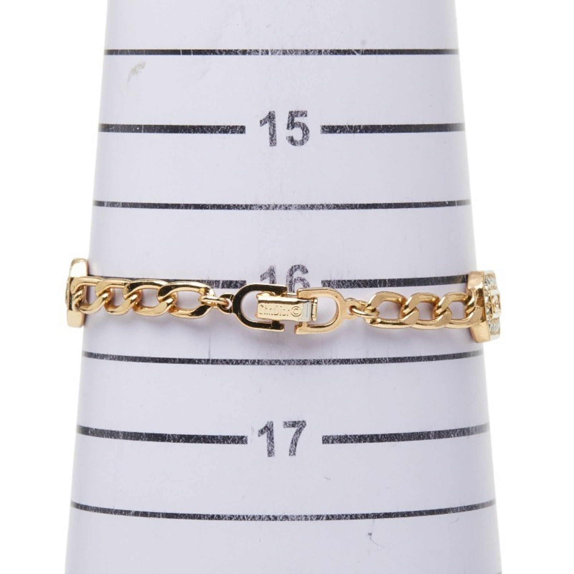 Dior Christian Dior Dior CD Logo Bracelet, Gold Plated, Rhinestones, Women's Size ONE SIZE - 7 Thumbnail