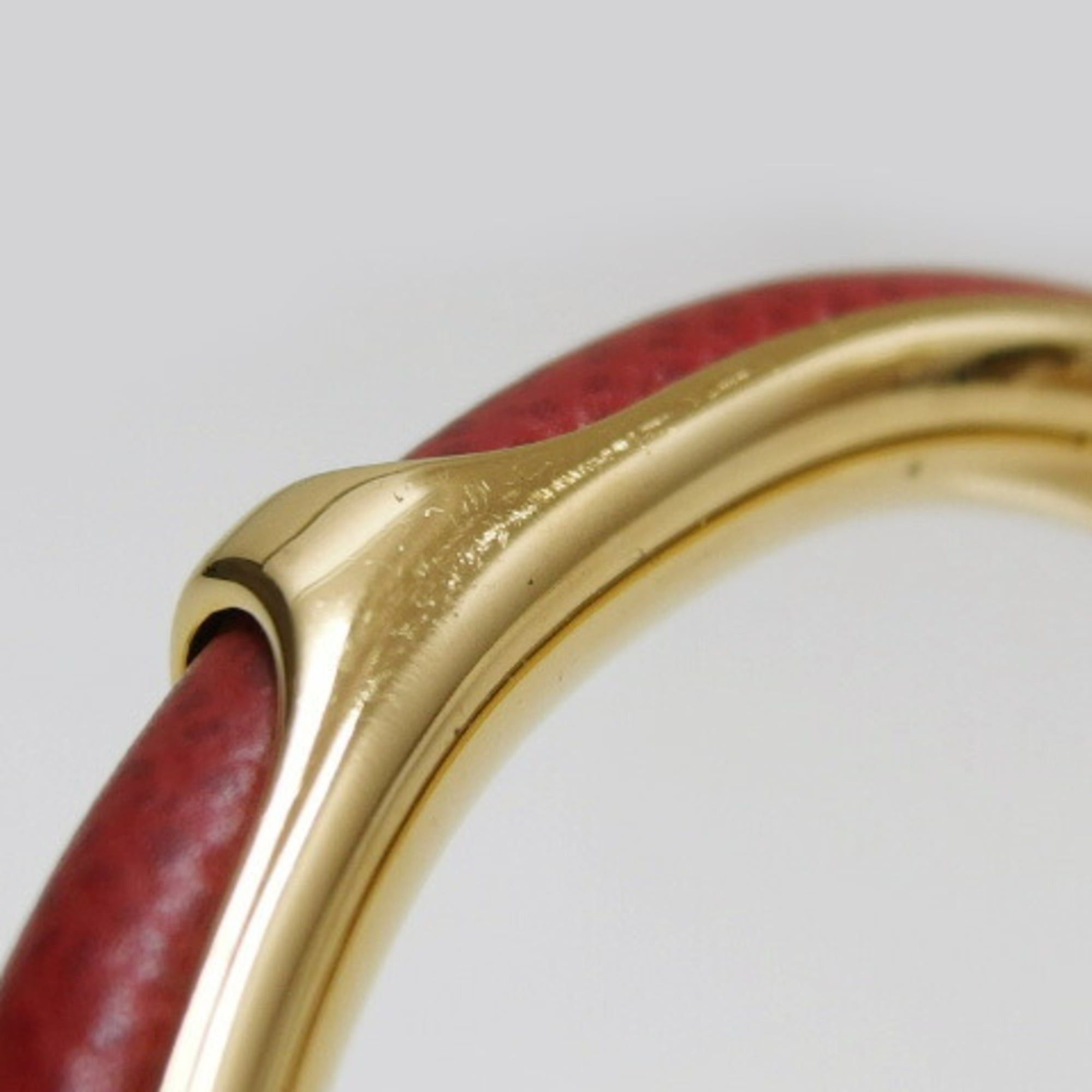 Hermes Hermes Oval Leather Combination Bangle, Gold x Red Size ONE SIZE - 7 Thumbnail